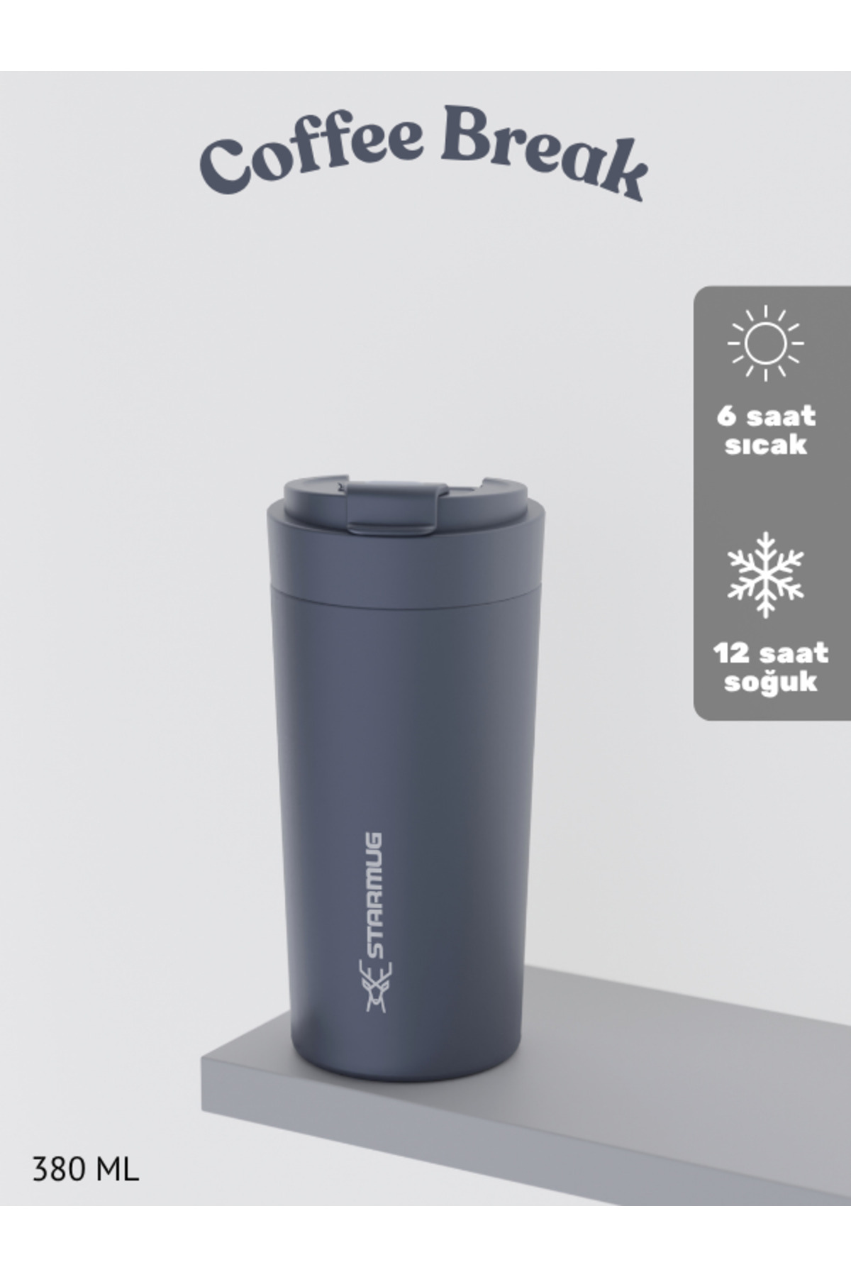 Star Termos Soothe 380 ml / 13 Oz Çelik Termos - Antrasit Gri