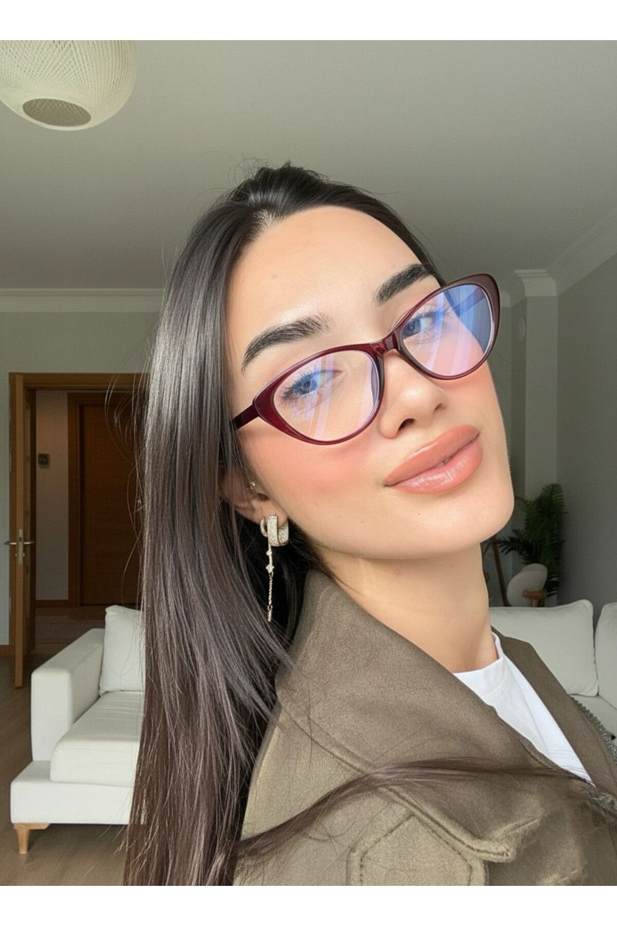 funeyes Carat Cat Eye Bordo 46 Ekartman küçük cat eye gözlük Camı Değişir