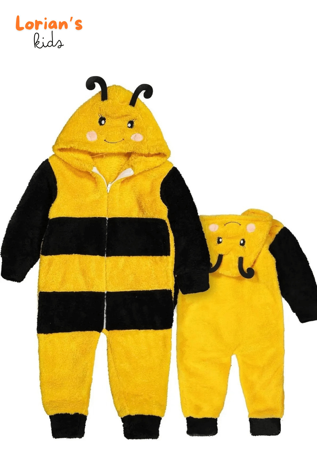 LORIAN'S Arı Yumuşak Peluş Fermuarlı Bebek Tulumu fotoğrafı 4 (önizleme)