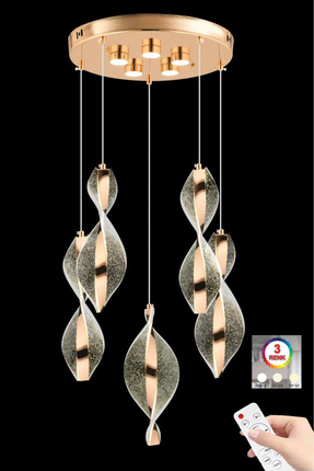 İstanbul Avize İstanbul Avize Mars 5'li Gold Kumandalı Üç Renk Led Lüx Modern...