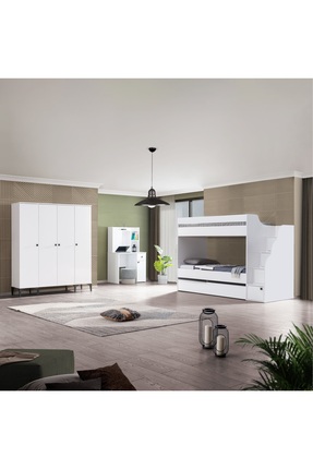 teknikgenç odası WHİTE 4LÜ COMPLEX RANZA SET