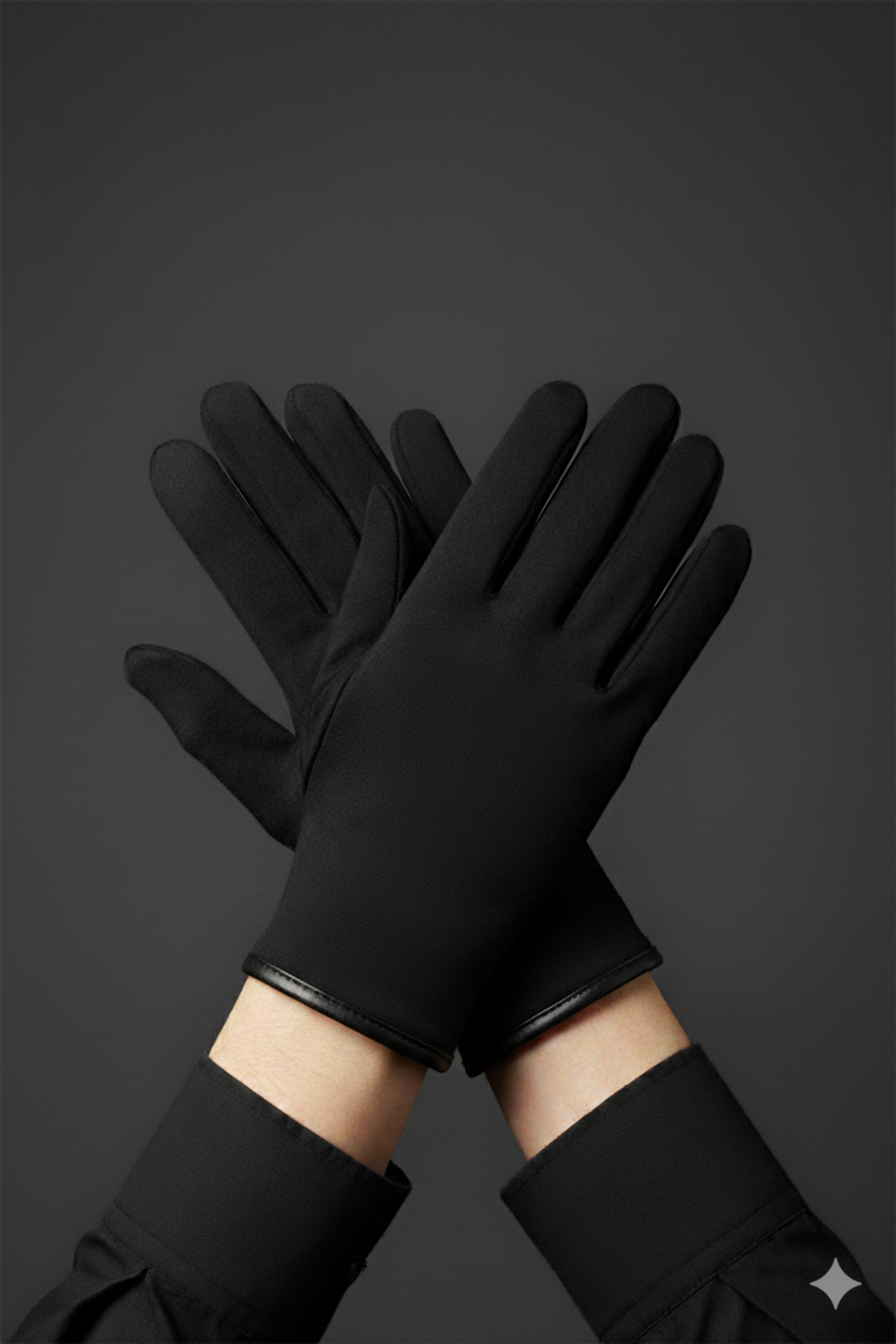 Hat Town Erkek Siyah Süet Dokunmatik Uyumlu Pelüş Astarlı Eldiven