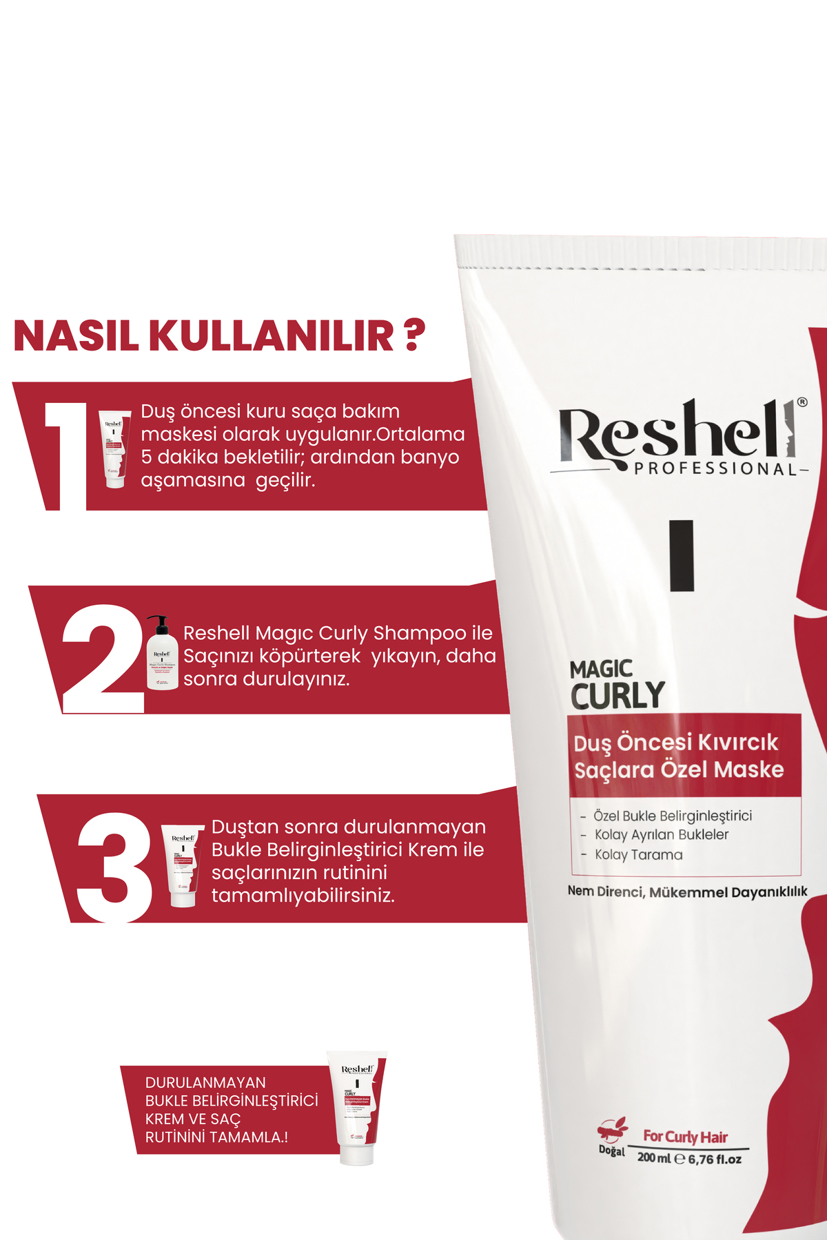 Kıvırcık Saçlara Özel Duş Öncesi Saç Maskesi 200 ml — R-2014 — تصویر 3 از 7