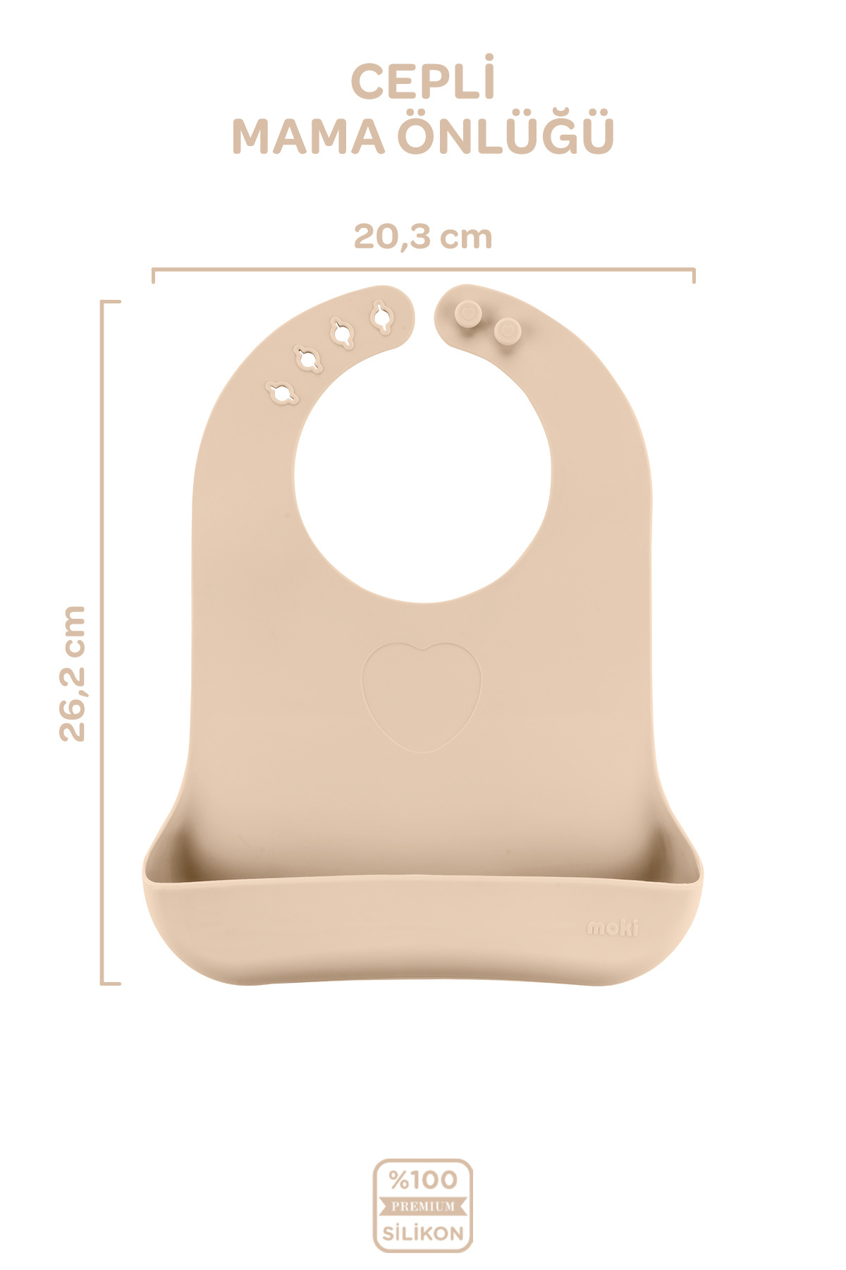 Moki Silikon Beslenme Seti 3'lü Latte Bej / Mama Tabağı, Mama Önlüğü, Bandırma Kaşığı fotoğrafı 4 (önizleme)