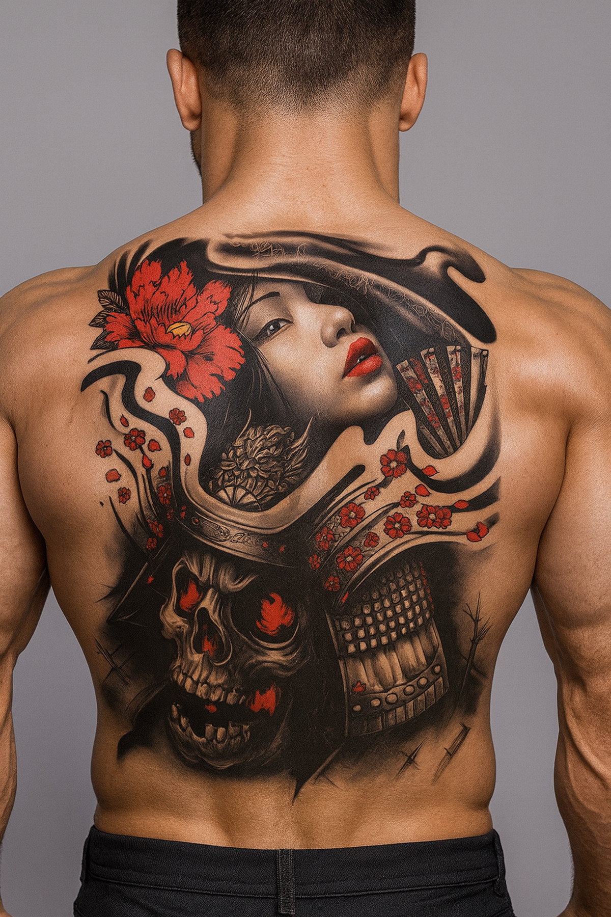 TAKIŞTIR Geçici Kadın ve Kurukafa Modelli Sırt Dövme Tattoo