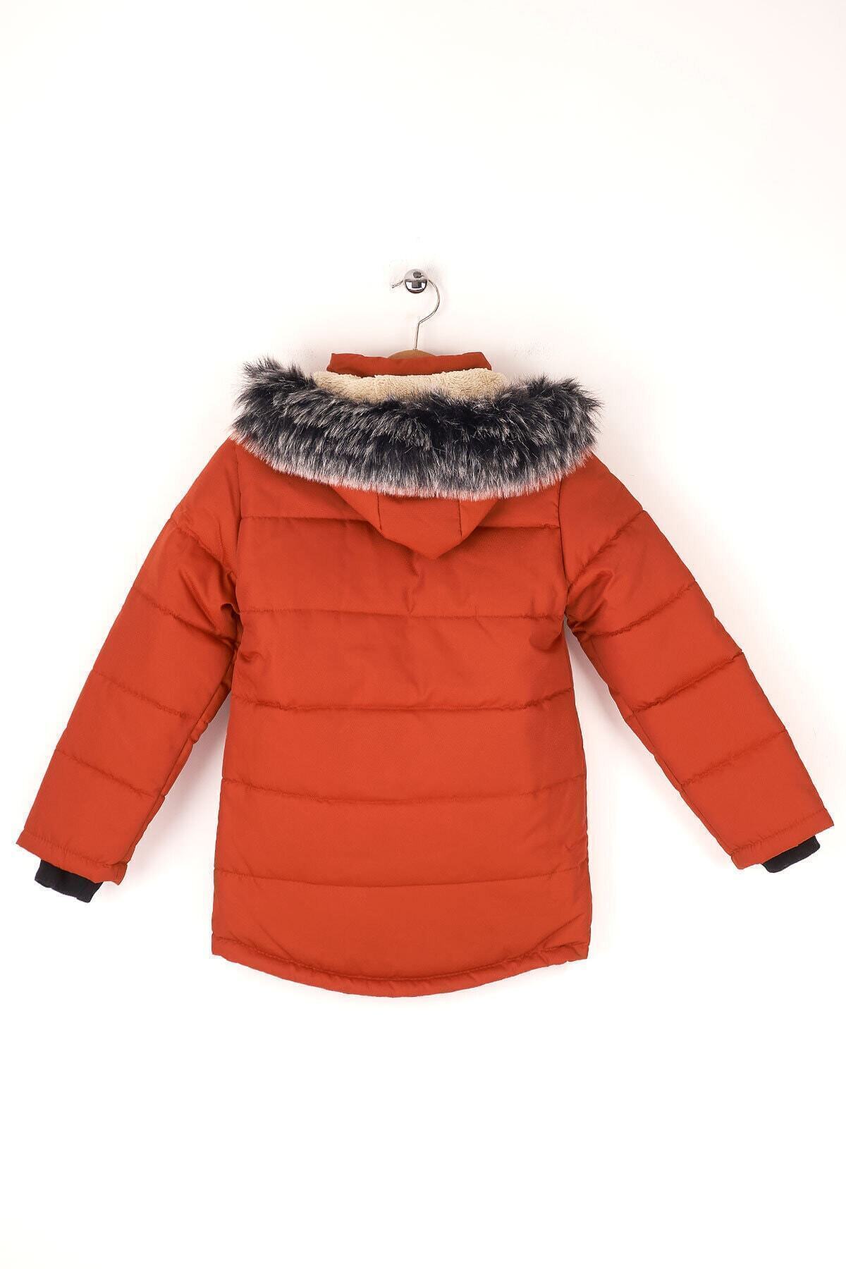 Mika Bebek & Çocuk Kalın Elyaf Dolgulu Su Rüzgar Ve Yağmur Geçirmez Kapüşonlu Kiremit Erkek Çocuk Kışlık Şişme Mont fotoğrafı 6 (önizleme)