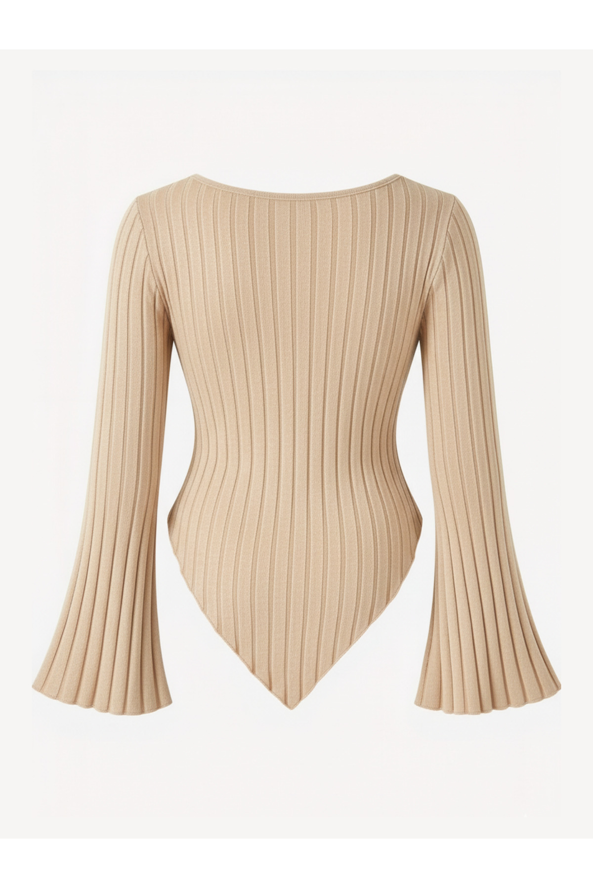 Wild Flower  Yuvarlak Yaka Drapeli Uzun Kollu Triko Bluz – Tesettür Uyumlu Şık Kadın Üst - Görsel 3