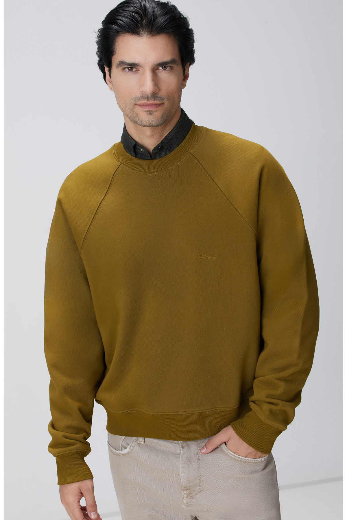 نتورک سویشرت گلدوزی شده سبز نفتی