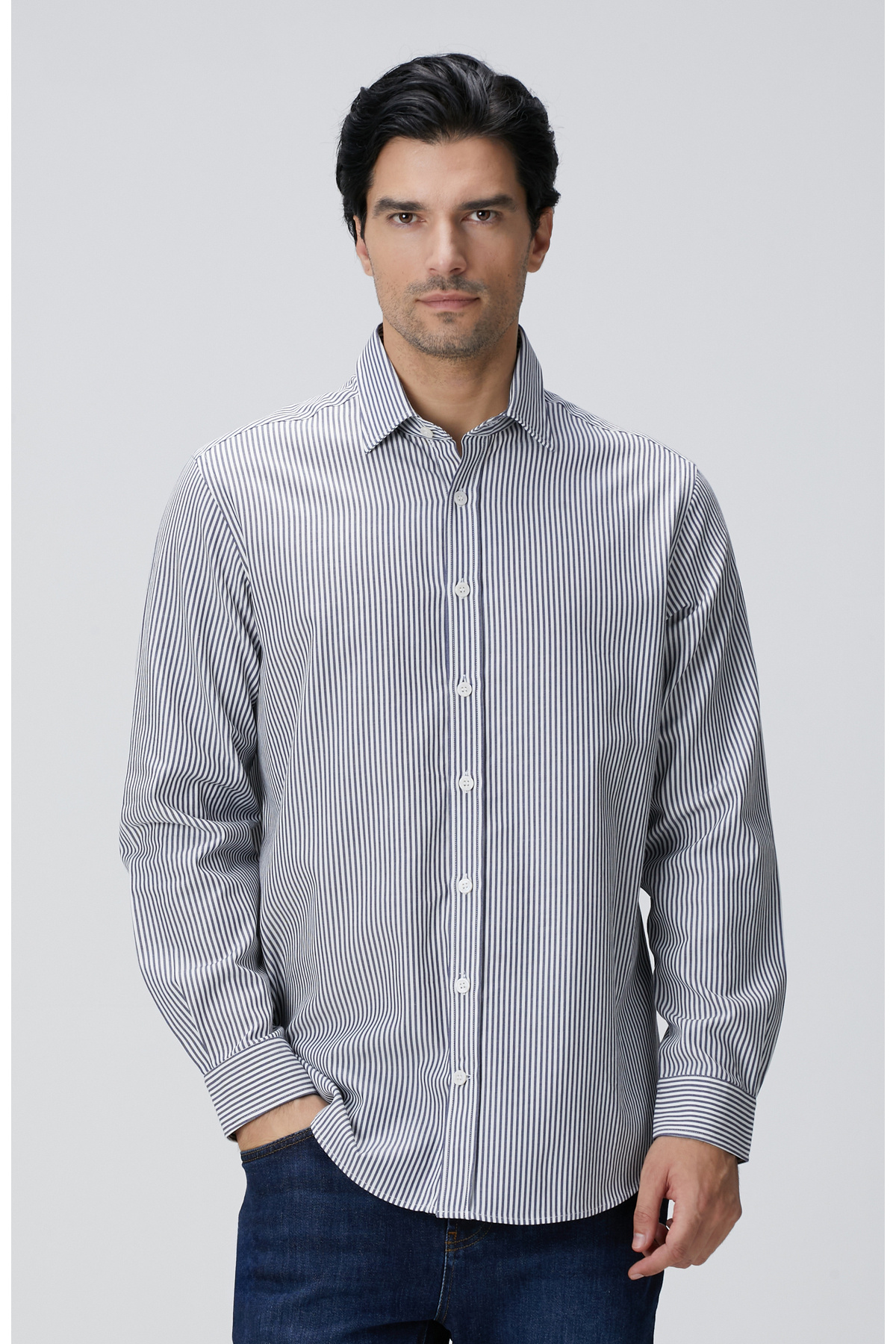 نتورک پیراهن راه راه نیلی