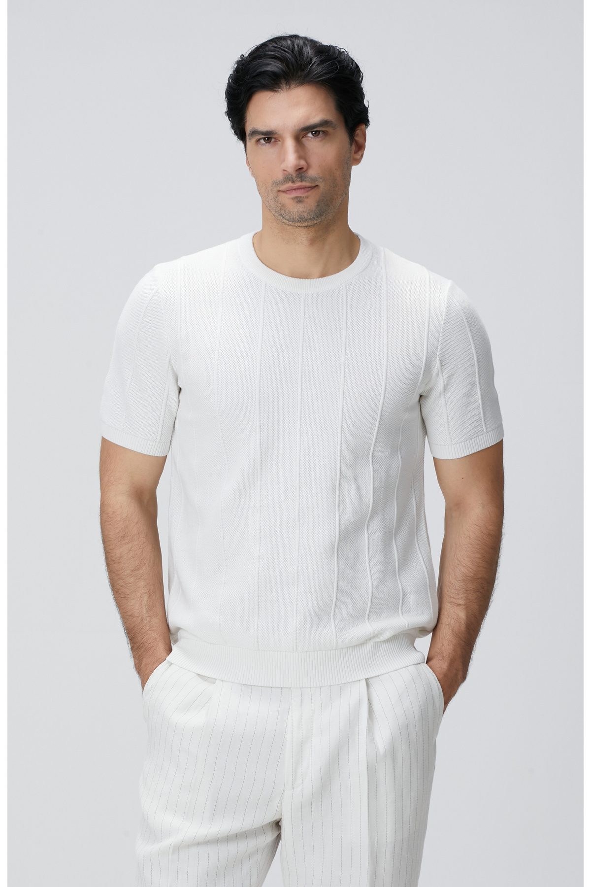 نتورک ژاکت بافتنی سفید ژاکارد