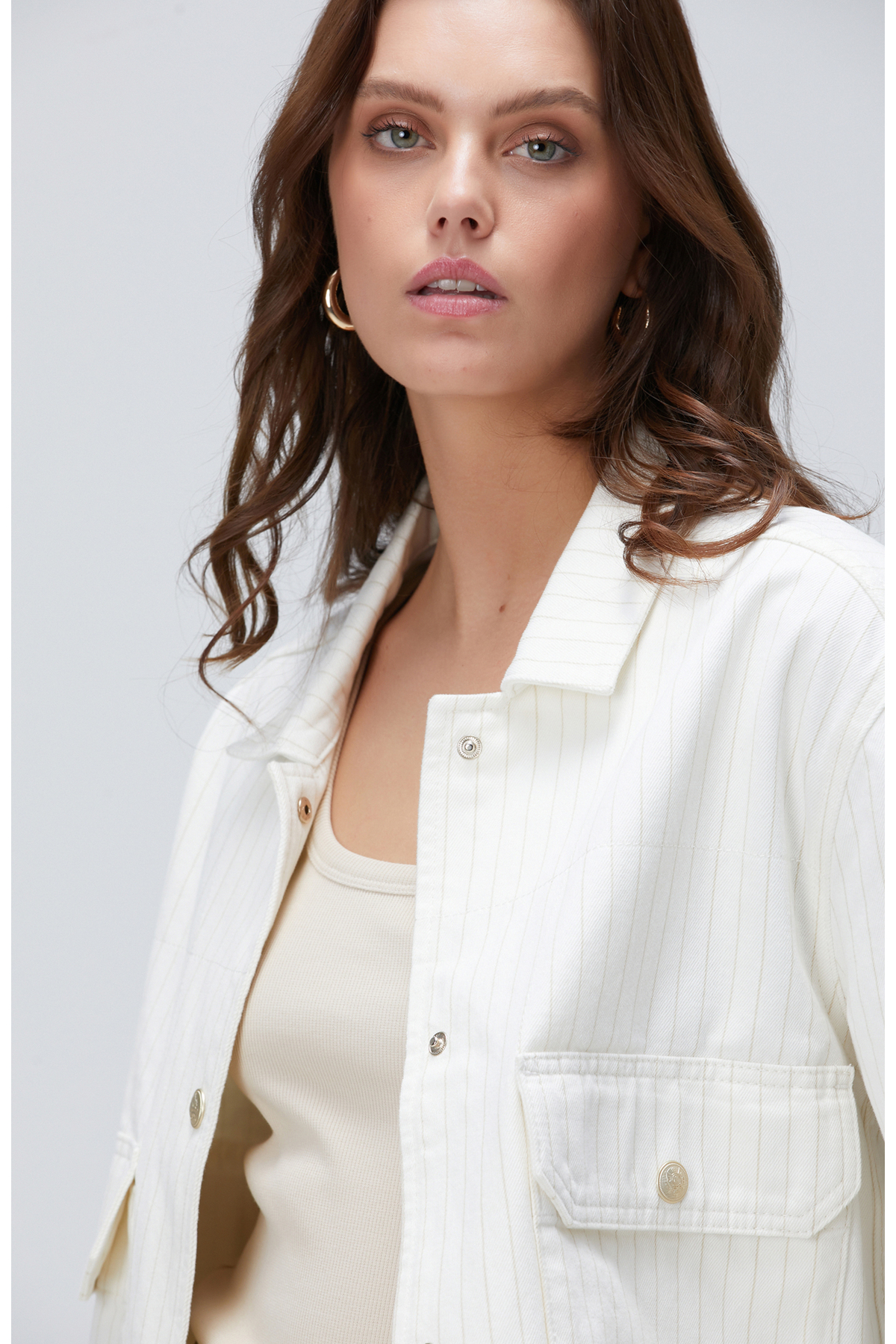 Network  Kırık Beyaz Çizgili Denim Mont - Görsel 2