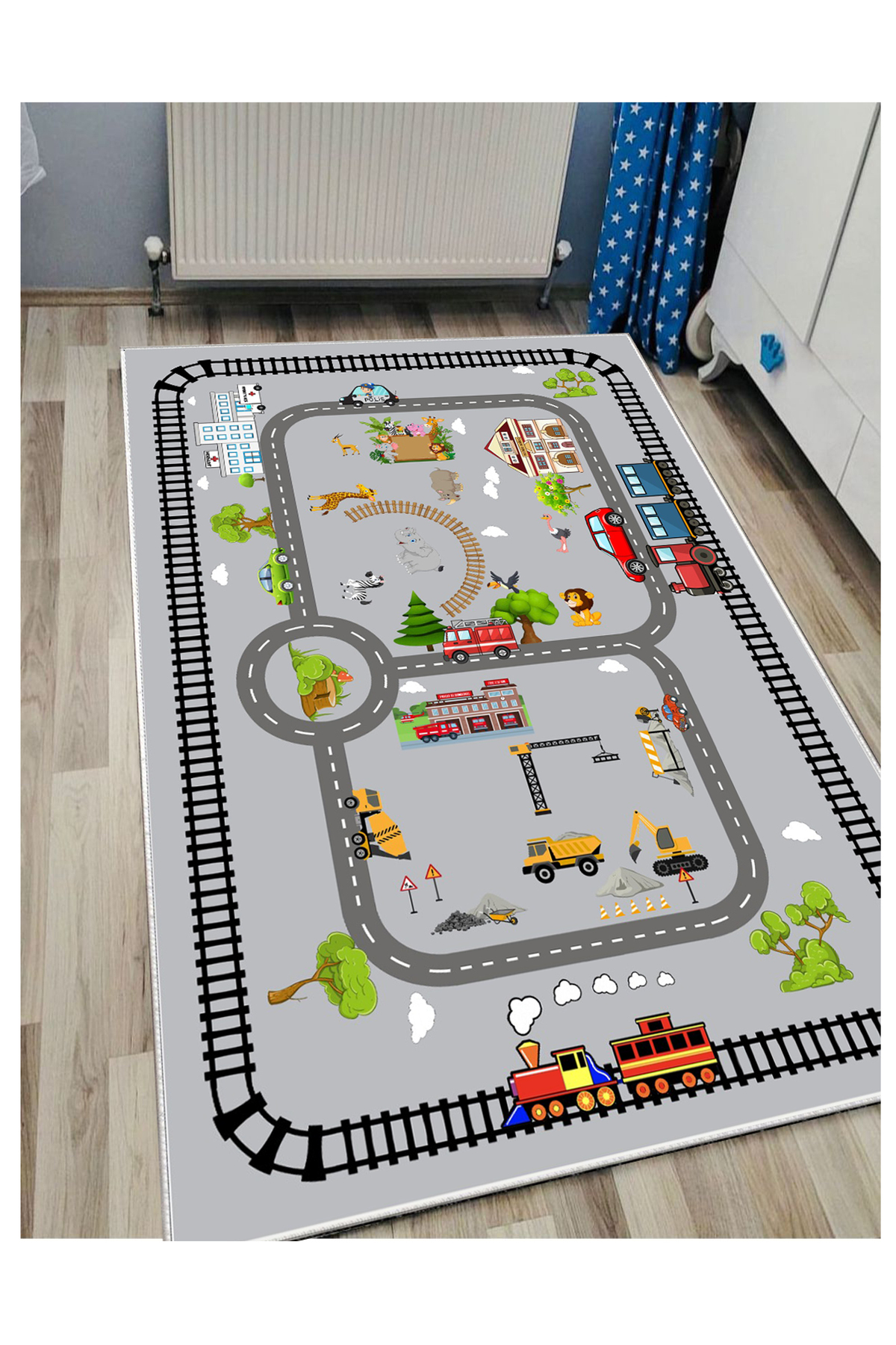 STY Home Trafik Çocuk Halısı Kaymaz Taban Makinede Yıkanabilir Eğitici Bebek Ve Çocuk Odası Halısı Oyun Matı fotoğrafı 2 (önizleme)