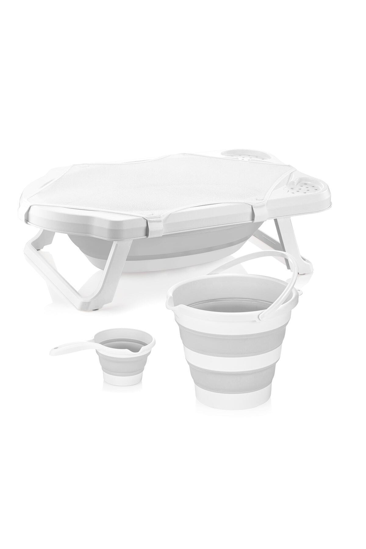 Zuu Baby Katlanabilir Banyo Seti Küvet Kova Ve Maşrapa File Hediyeli -gri fotoğrafı 3 (önizleme)