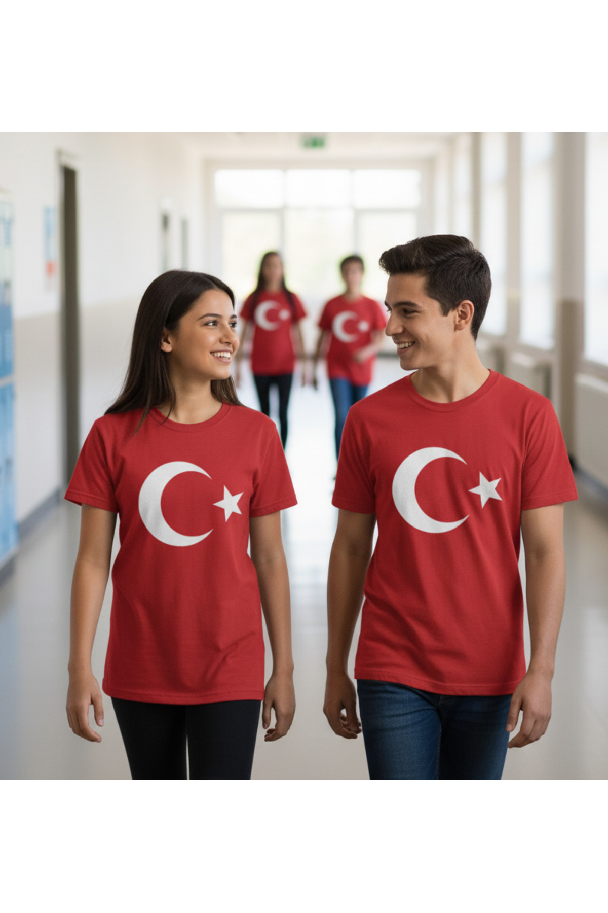 Genel Markalar Unisex Çocuk Kırmızı Ay Yıldız Türk Bayraklı Uzun Kollu T-shirt