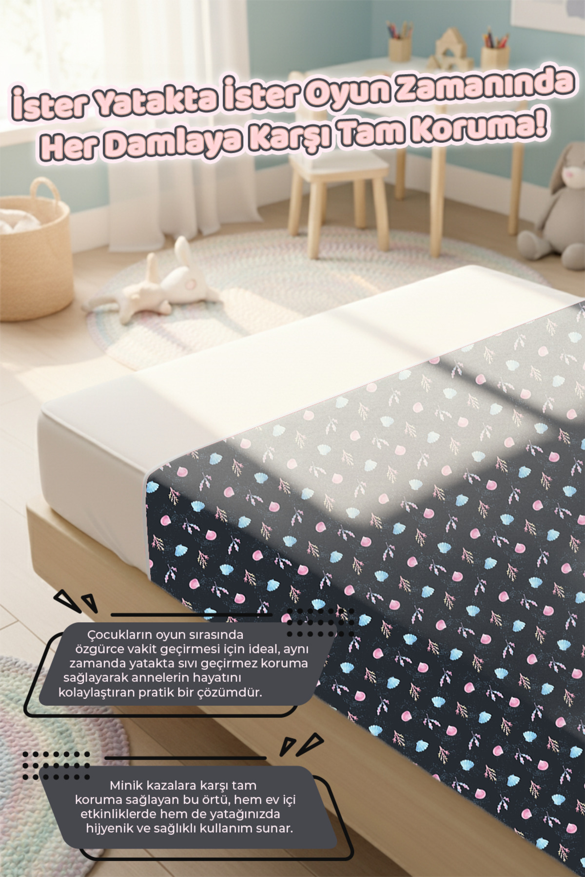 HAMUR Proof Sıvı Geçirmez Etkinlik Aktivite Halı Örtüsü 100x140 Çok Amaçlı Bebek Çocuk Oyun Matı Sheni fotoğrafı 6 (önizleme)