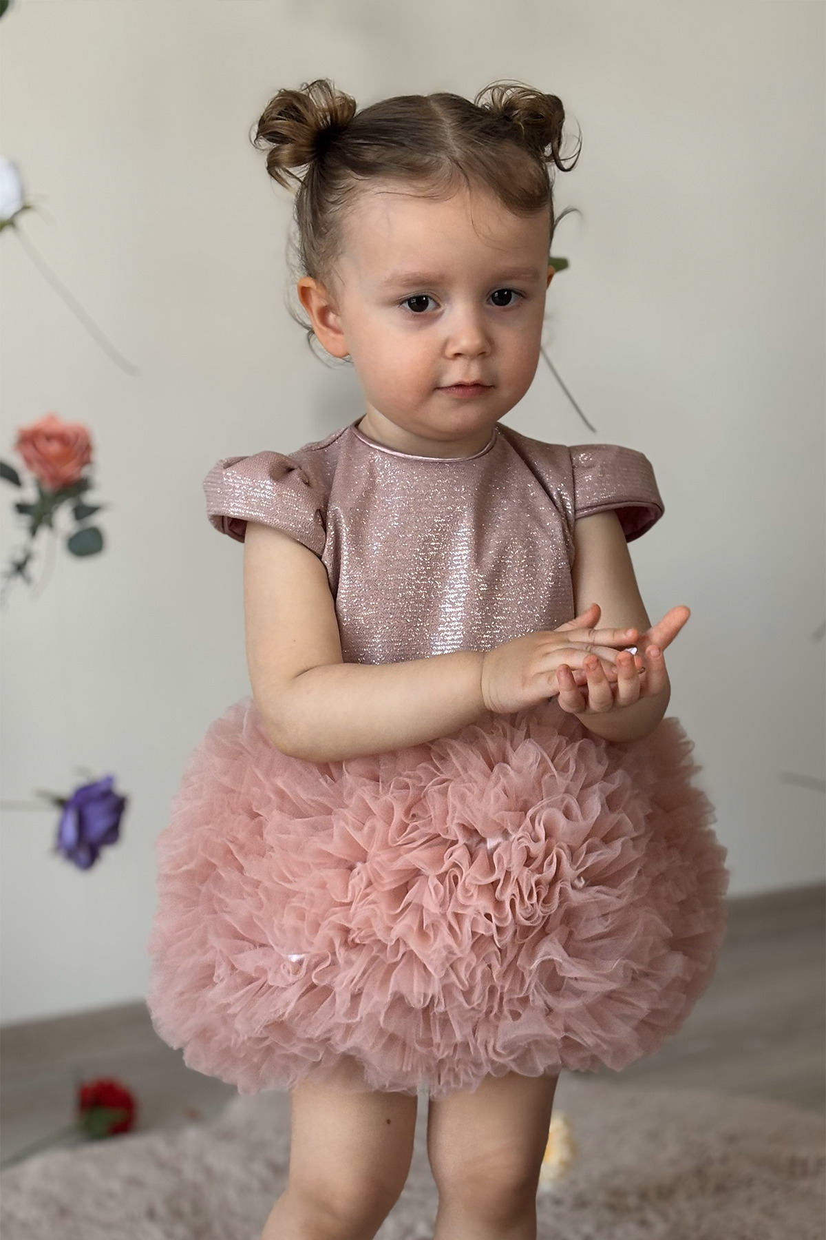 ALYRA Kız Bebek Elbise Kısa Kollu Tüllü Tütü Özel Gün Parti Doğum Günü Düğün Prenses Kız Çocuk Elbise fotoğrafı 6 (önizleme)