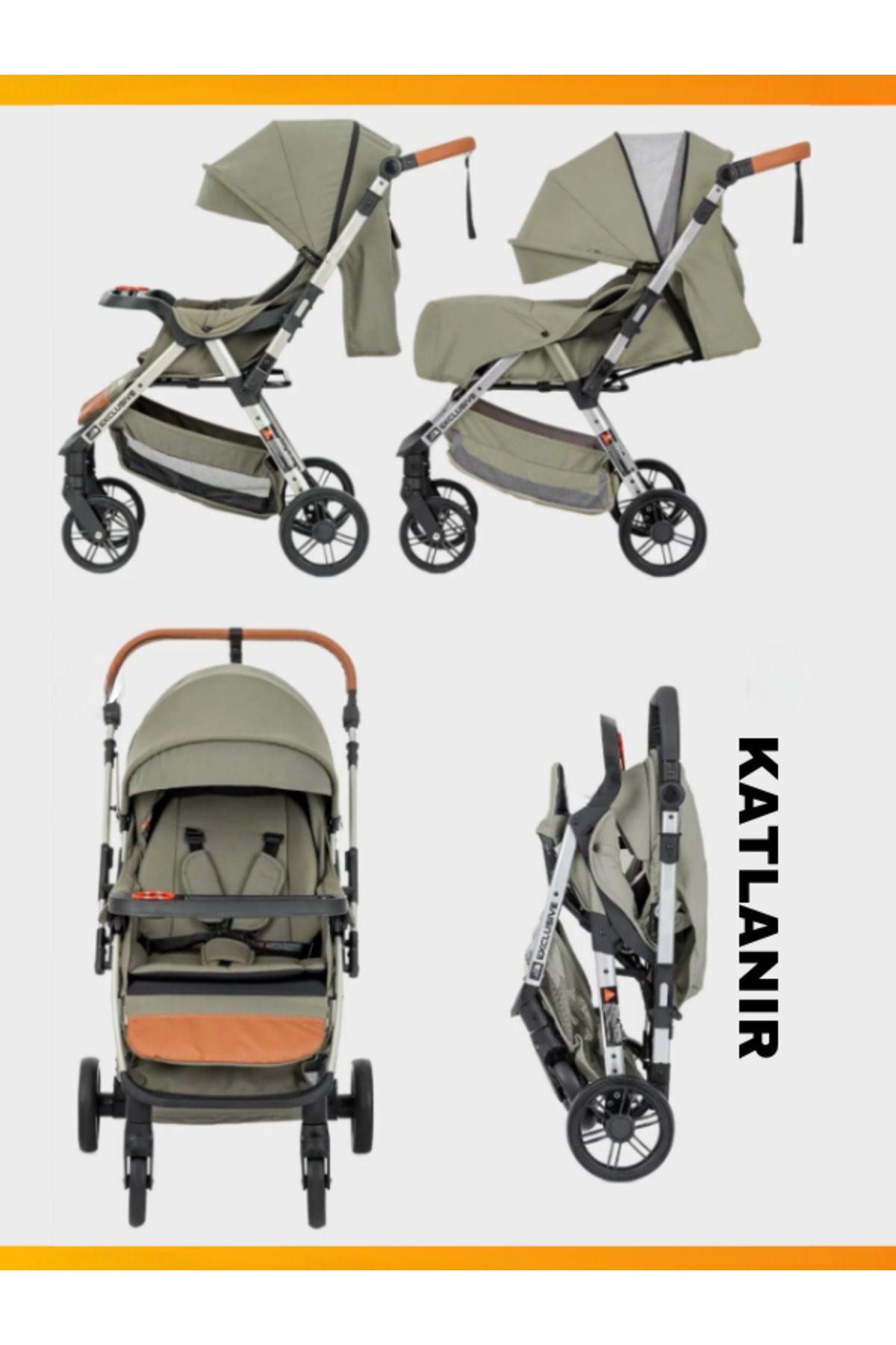 modabebekler 360° Döner Tekerlekli Çift Yönlü Kullanım Geniş Sepetli Bebek Arabası 0-5 Yaş Uyumlu fotoğrafı 4 (önizleme)