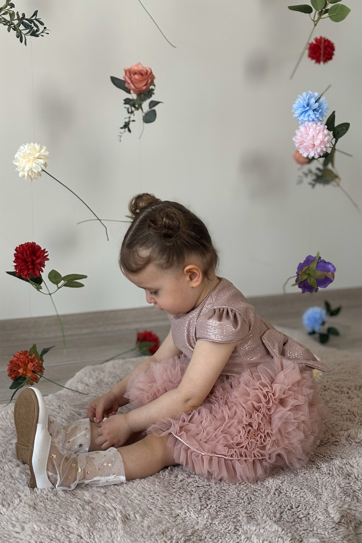 ALYRA Kız Bebek Elbise Kısa Kollu Tüllü Tütü Özel Gün Parti Doğum Günü Düğün Prenses Kız Çocuk Elbise fotoğrafı 2 (önizleme)