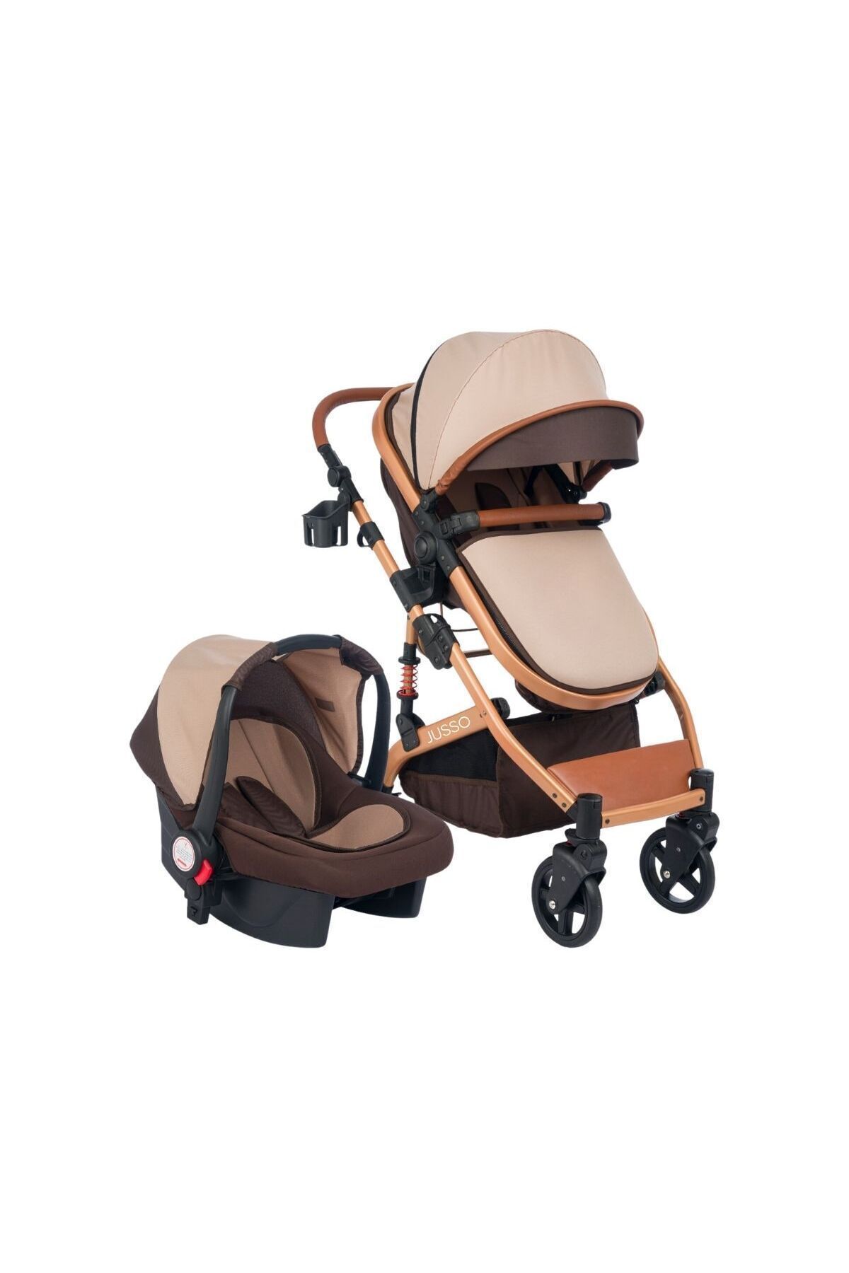Jusso Pro Max Travel Sistem Bebek Arabası Gold Kahve fotoğrafı 2 (önizleme)