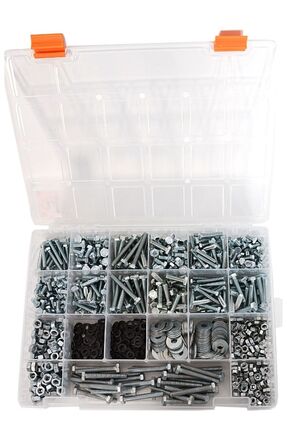 Netzerkoz 1600 parça 17 çeşit altıgen başlı Cıvata, Somun, Pul Seti