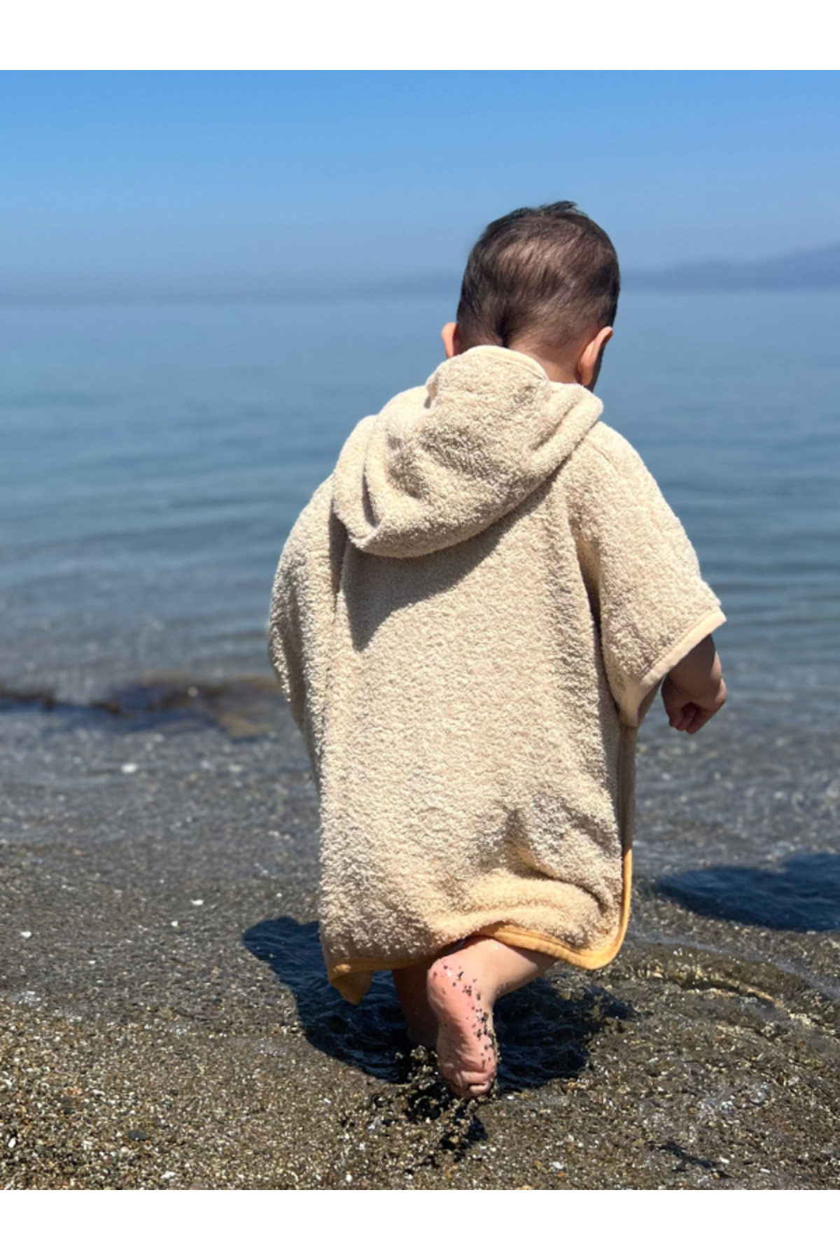 Damla Organik %100 Pamuk Kapşonlu Plaj Çocuk Bebek Panço Bornoz Banyo Havlu Kapüşonlu fotoğrafı 5 (önizleme)