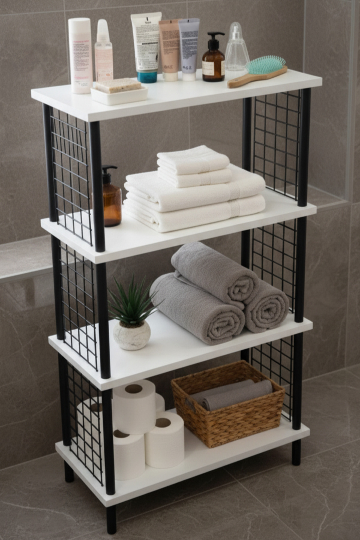 PEKA Banyo Düzenleyici 4 Raflı Banyo Dolabı Çevir Kur Çok Amaçlı Dolap Geniş Kitaplık Mutfak Rafı