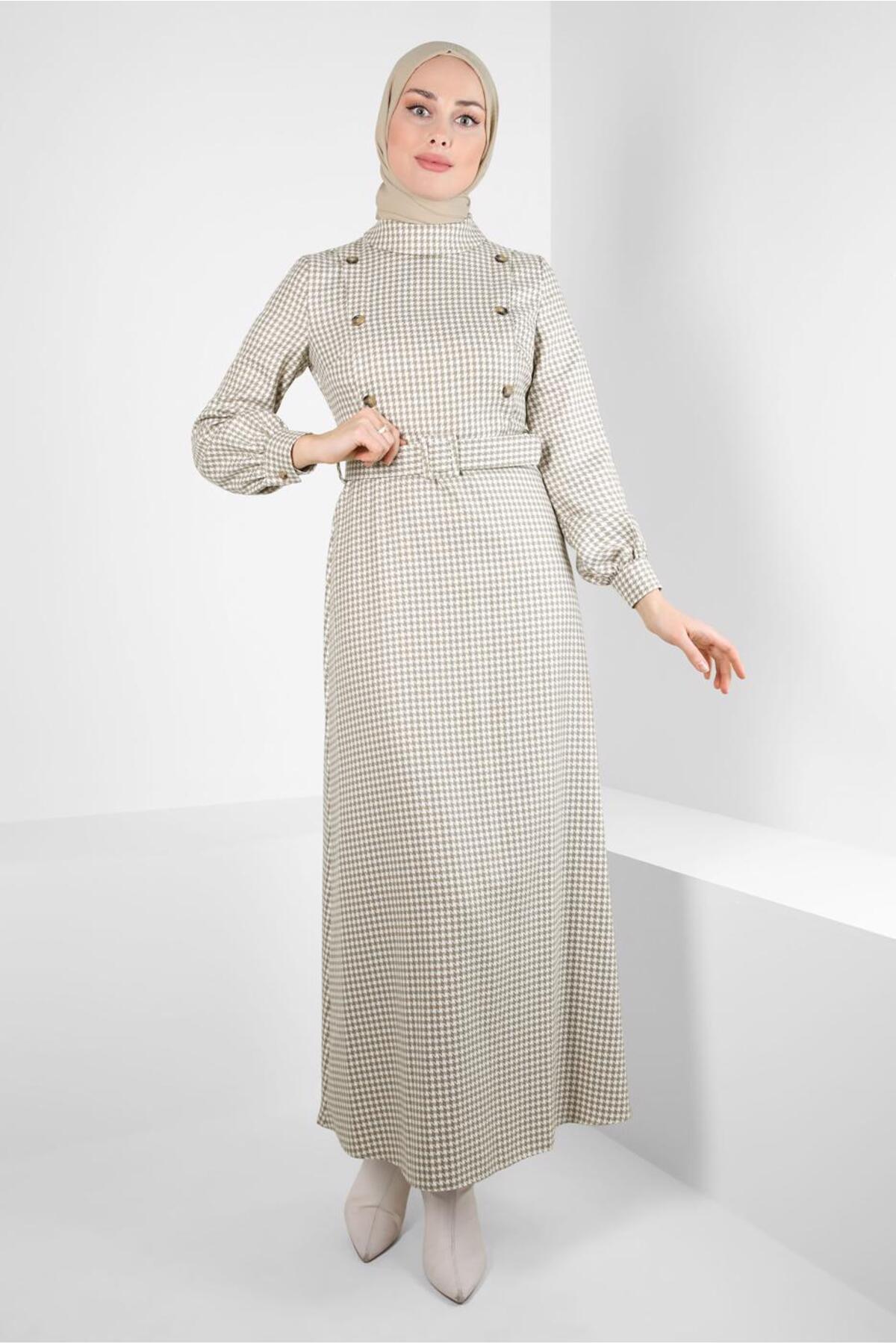 آلوینا لباس مجلسی طرح دار کمربندی هاففوت کد ۴۴۳۴۵ آلوینا لباس مجلسی طرح دار کمربندی هاففوت کد ۴۴۳۴۵