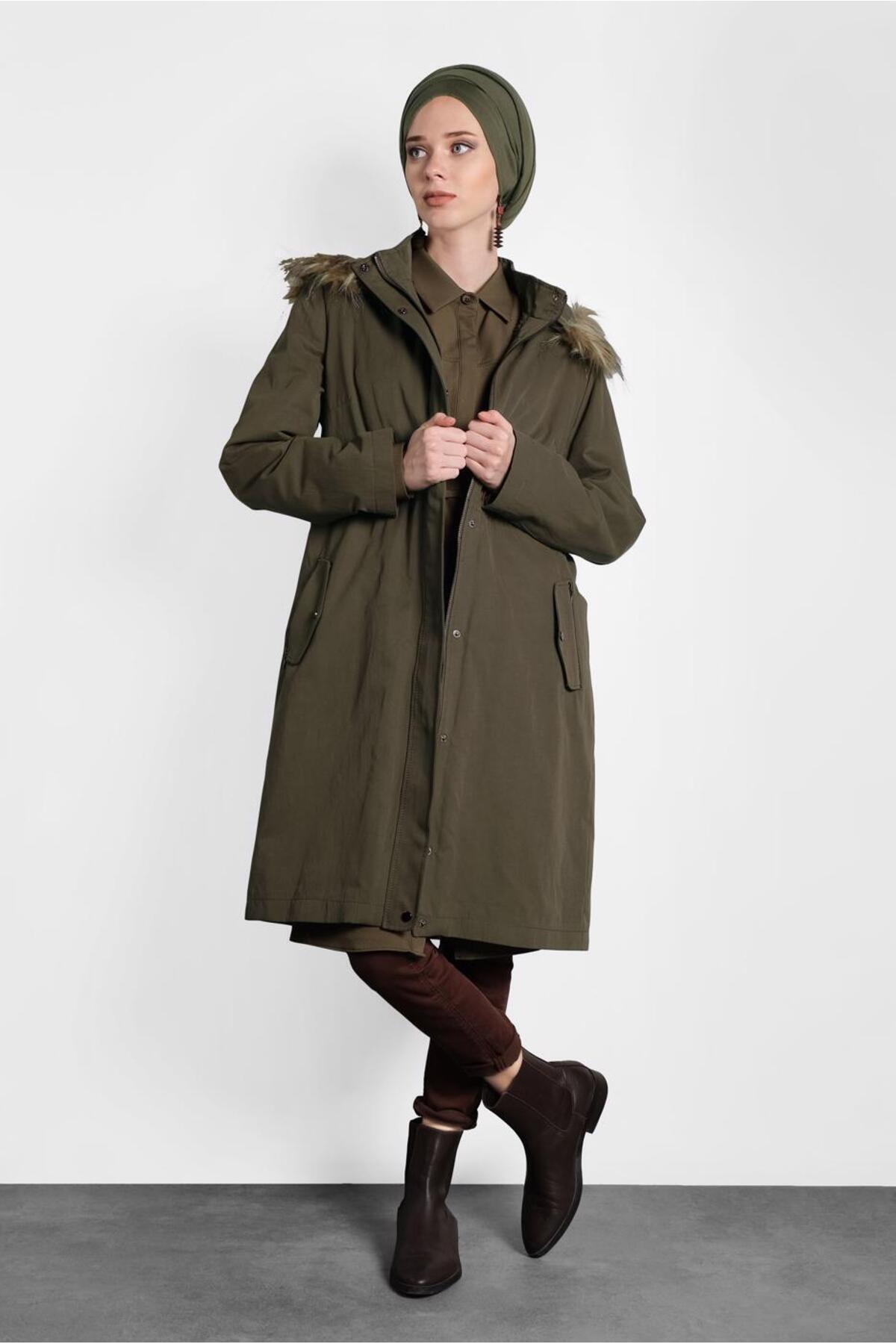 آلوینا کاپشن مردانه کلاه دار کمردار ۹۷۷۹