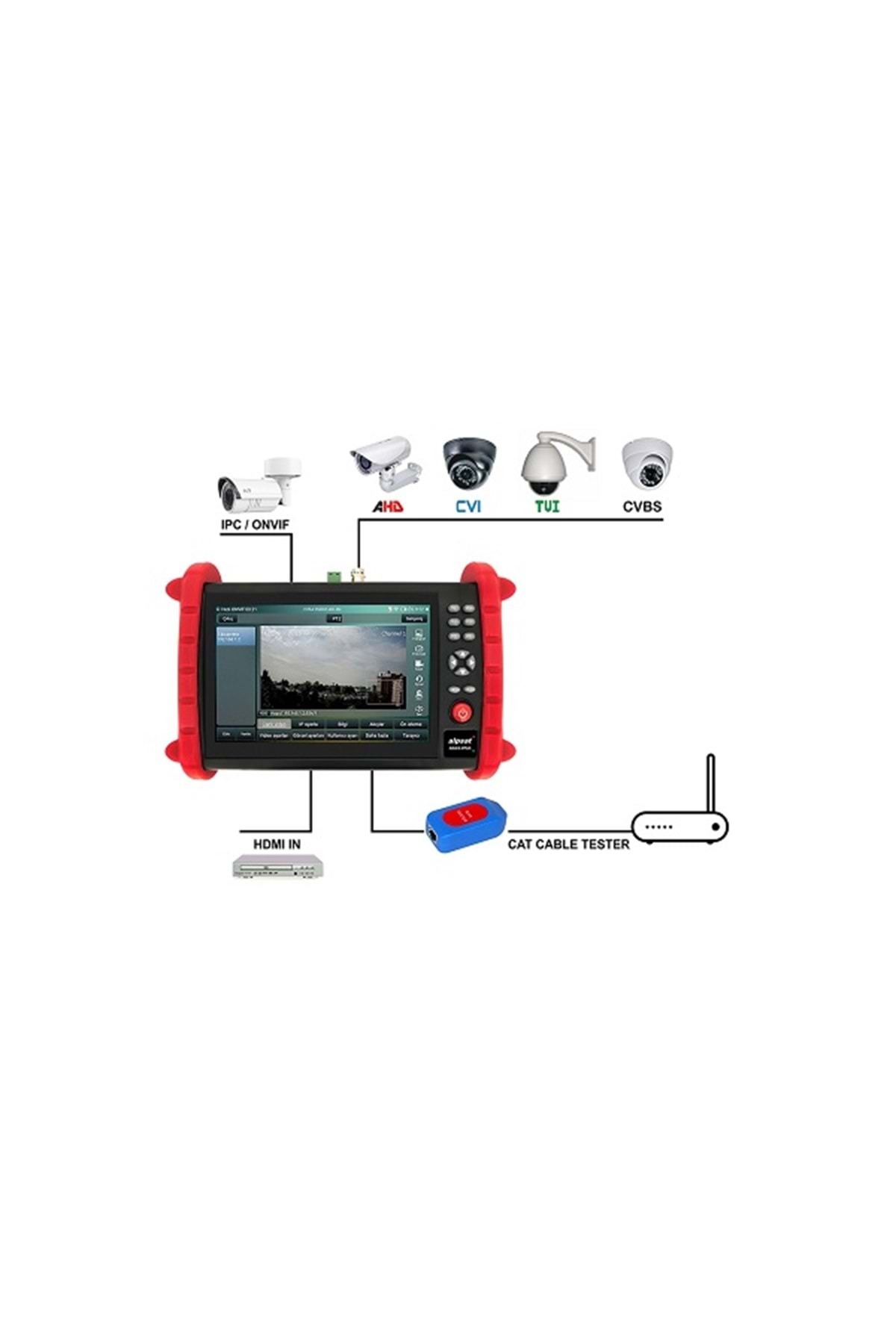 Alpsat AS33-IPCX 7(inch) AHD-CVI-TVI CCTV Kamera Test Monitörü