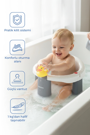 Babyjem Önden Açılır Banyo & Mama Oturağı Beyaz