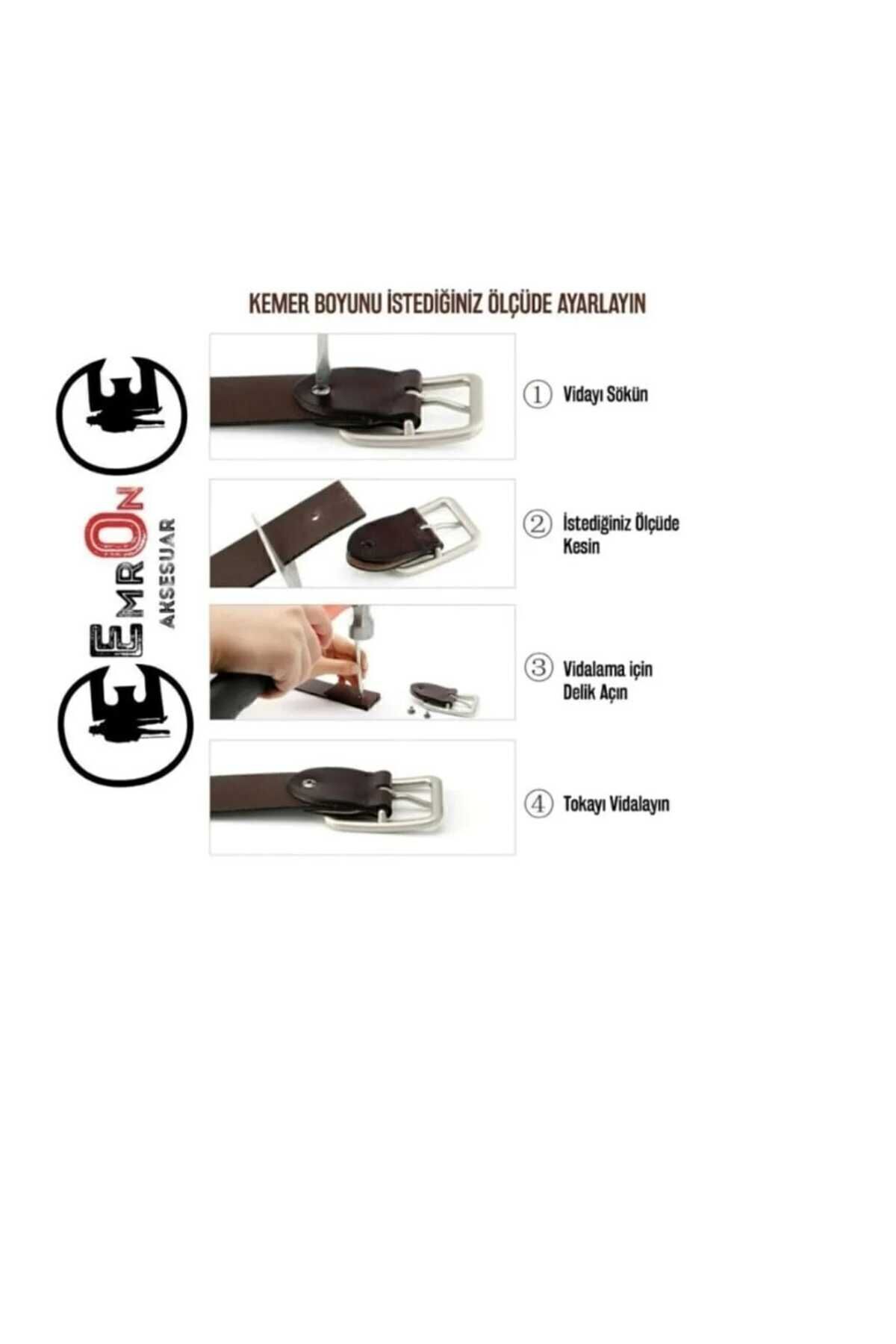 EmrOn  % 100 Hakiki Deri, Kaliteli Marka Toka 5 Cm Erkek Kemer, Kot Pantolon Deri Kemer - Görsel 5