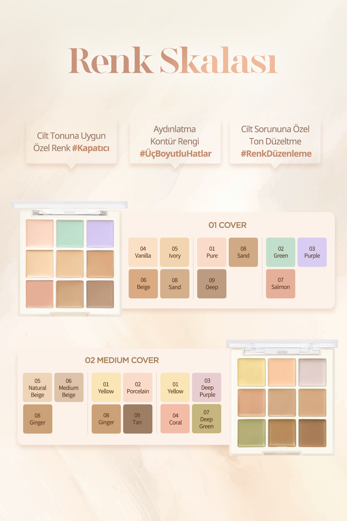 پالت کانسیلر کرمی و چند منظوره DASIQUE Pro Concealer Palette (#01 Cover) — بژ 111652 — تصویر 6 از 9