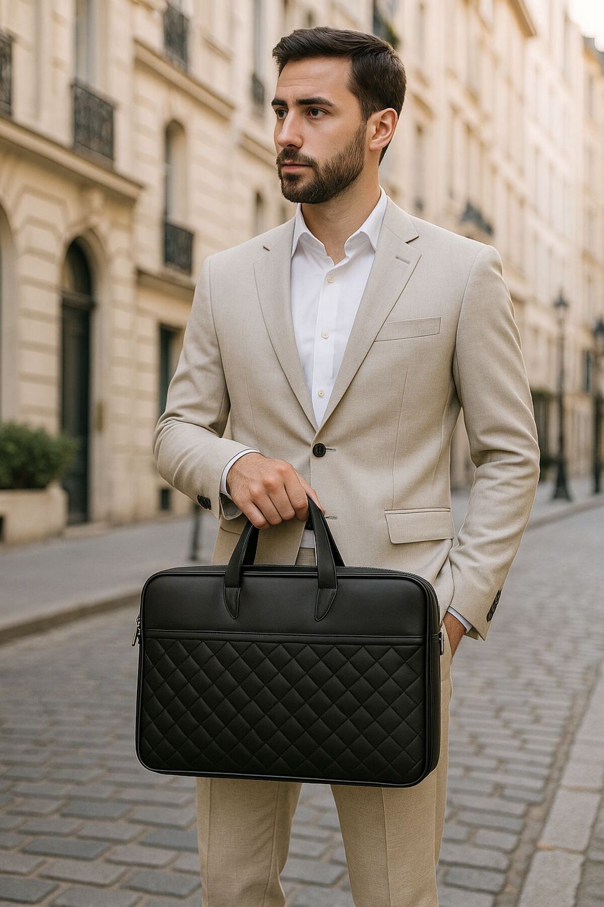 Moda West  Premium Kapitone Desen 15" & 16"inç Laptop Notebook Tabletlere Uyumlu Evrak Dosya Bilgisayar Çantası - Görsel 6