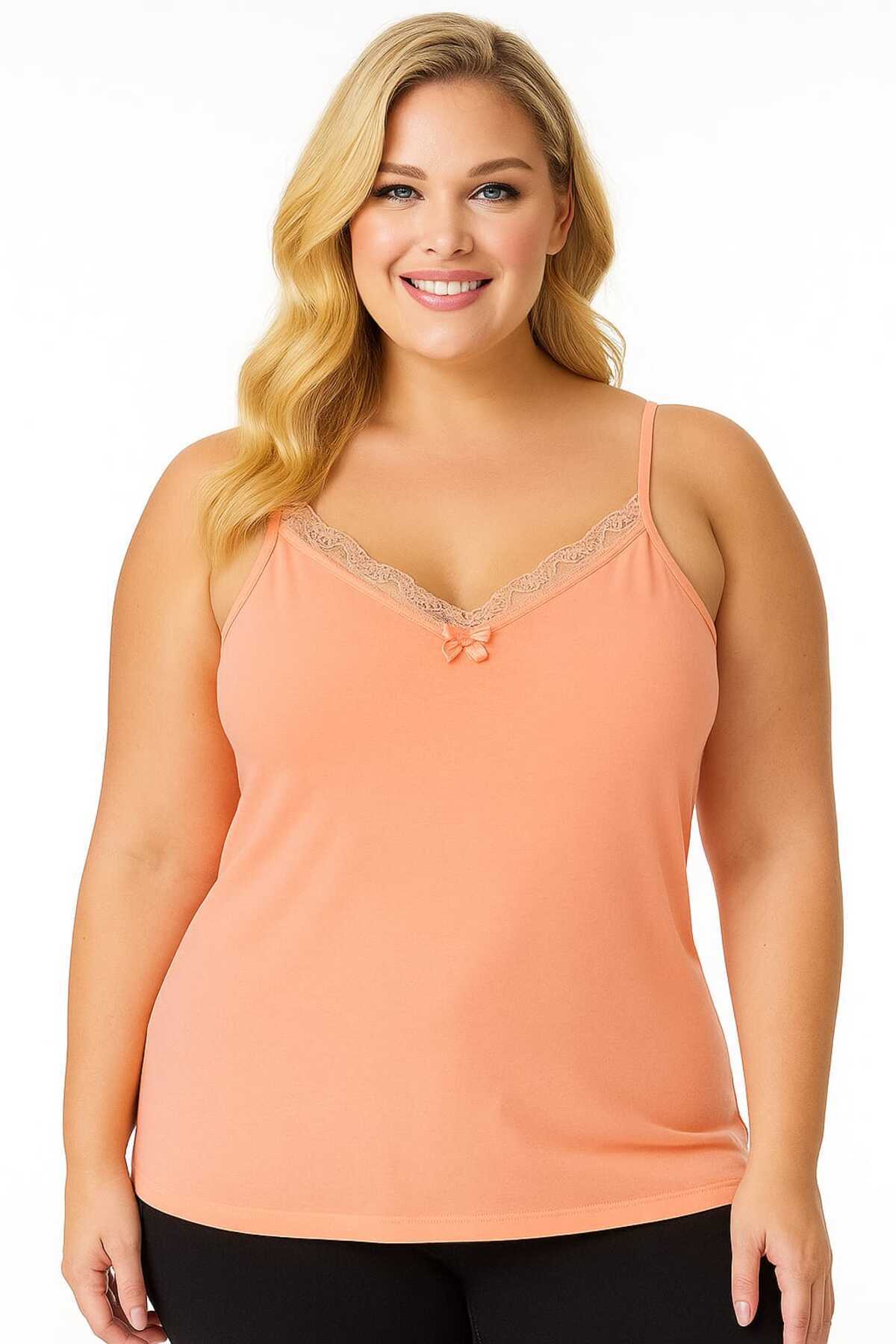 HNX Cotton Collar Lace Thin Strap Women's Singlet