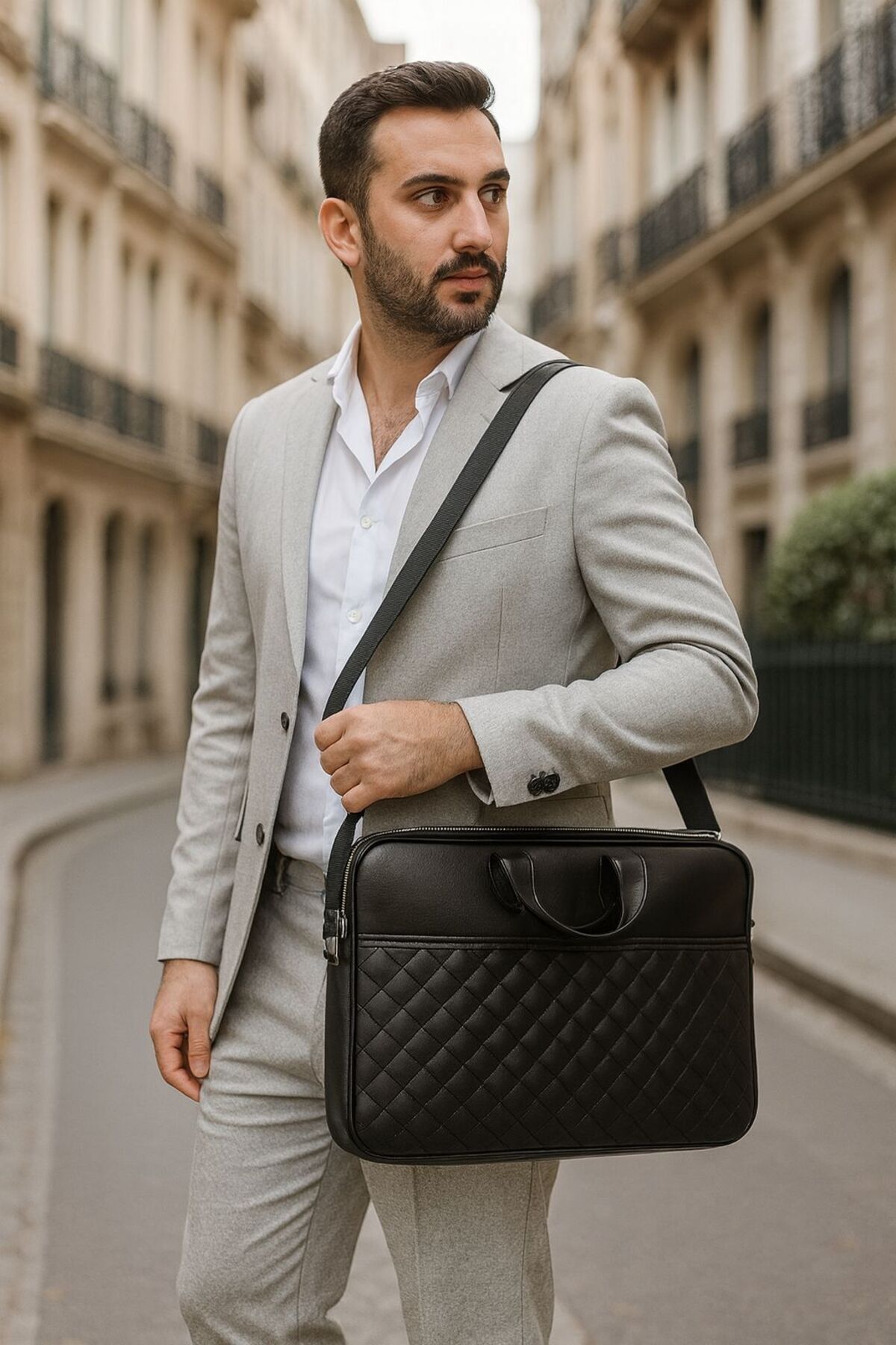 Moda West  Premium Kapitone Desen 15" & 16"inç Laptop Notebook Tabletlere Uyumlu Evrak Dosya Bilgisayar Çantası - Görsel 4