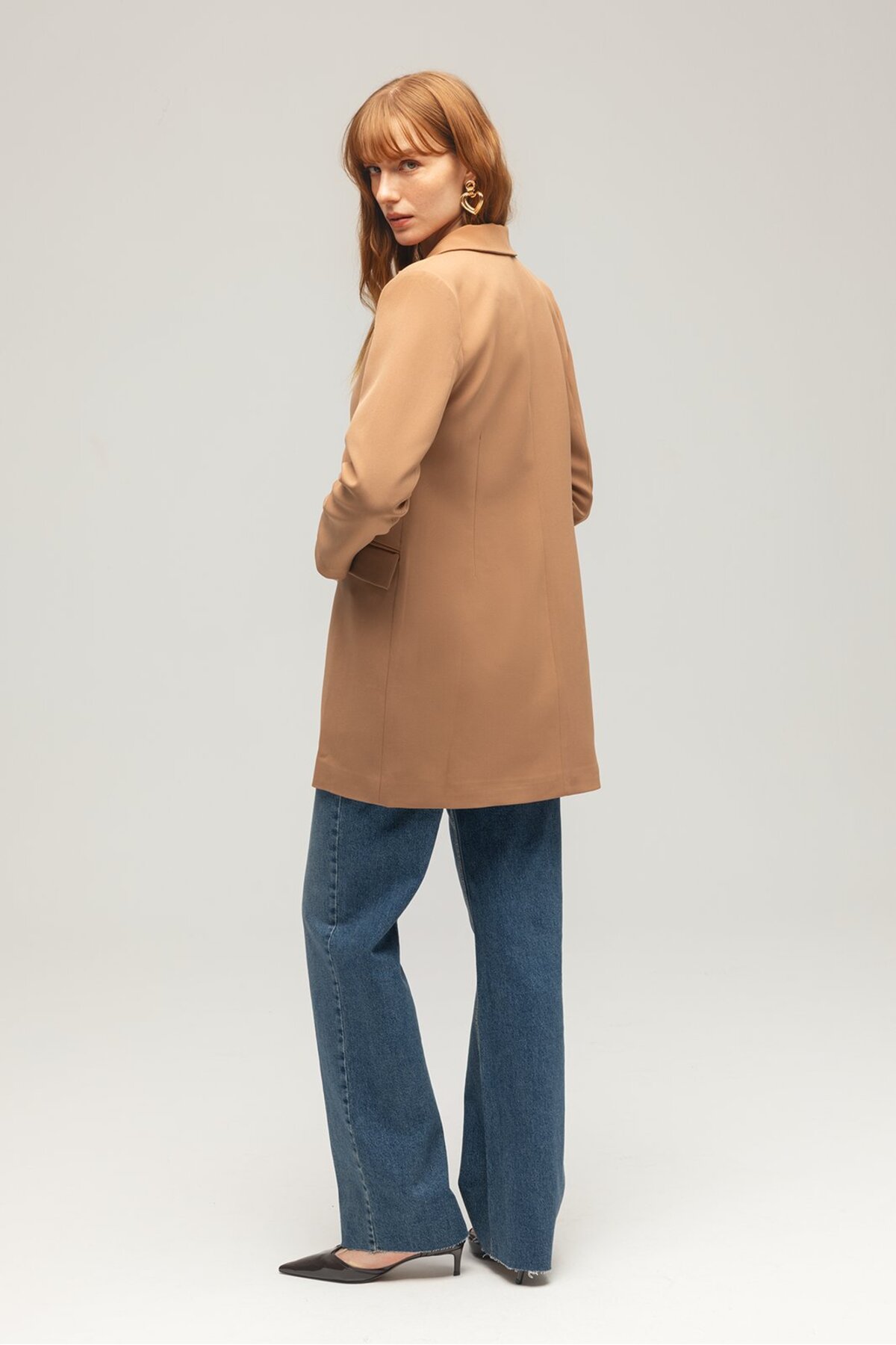 Saade  Camel Düğme Detaylı Business Ceket - Görsel 6