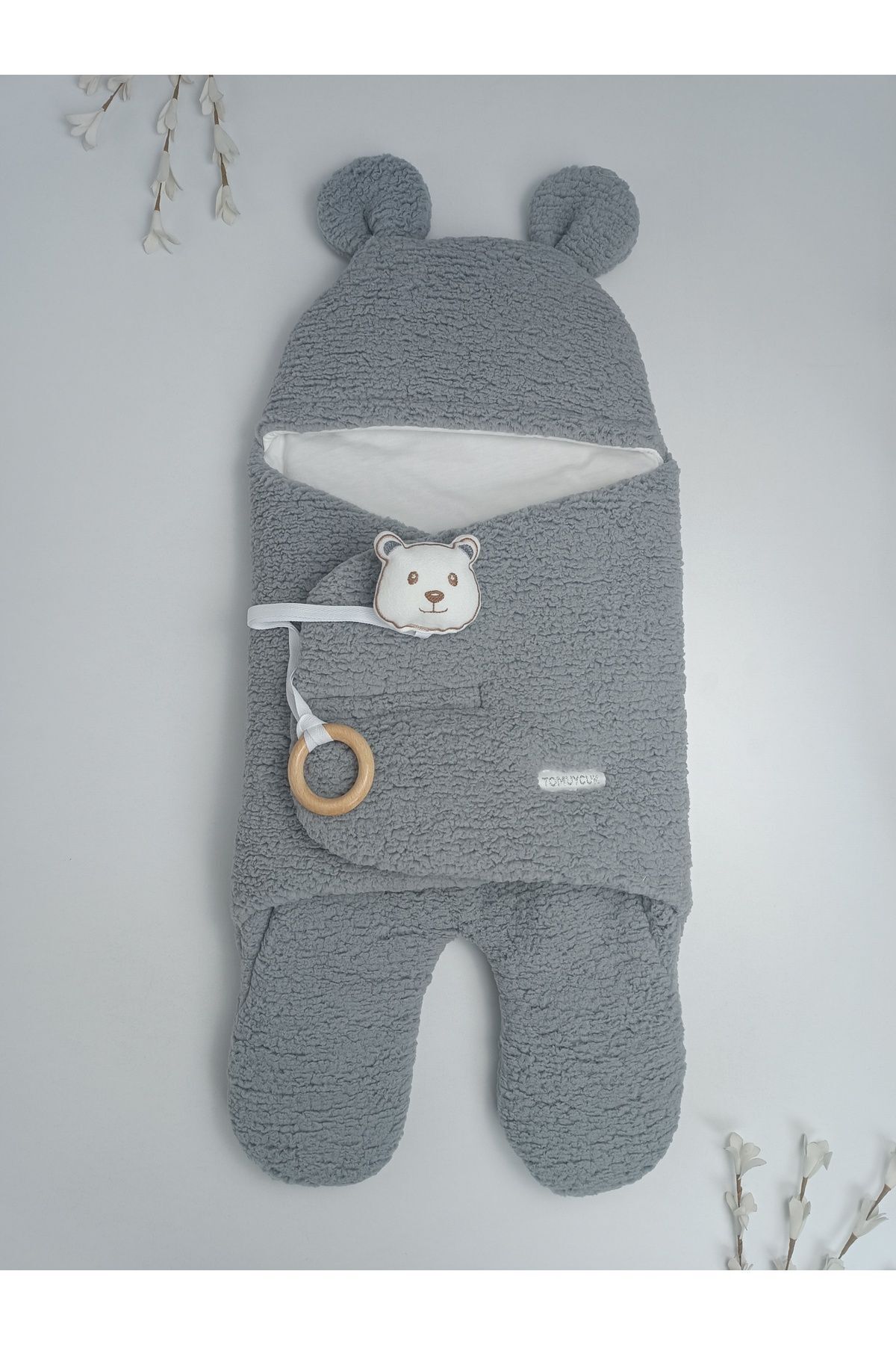 Tomuycuk Welsoft Pelüş Bebek Kundak Battaniyesi Ayaklı Uyku Tulumu | Kışlık Kalın Mont | 0-12 Ay Yenidoğan fotoğrafı 6 (önizleme)