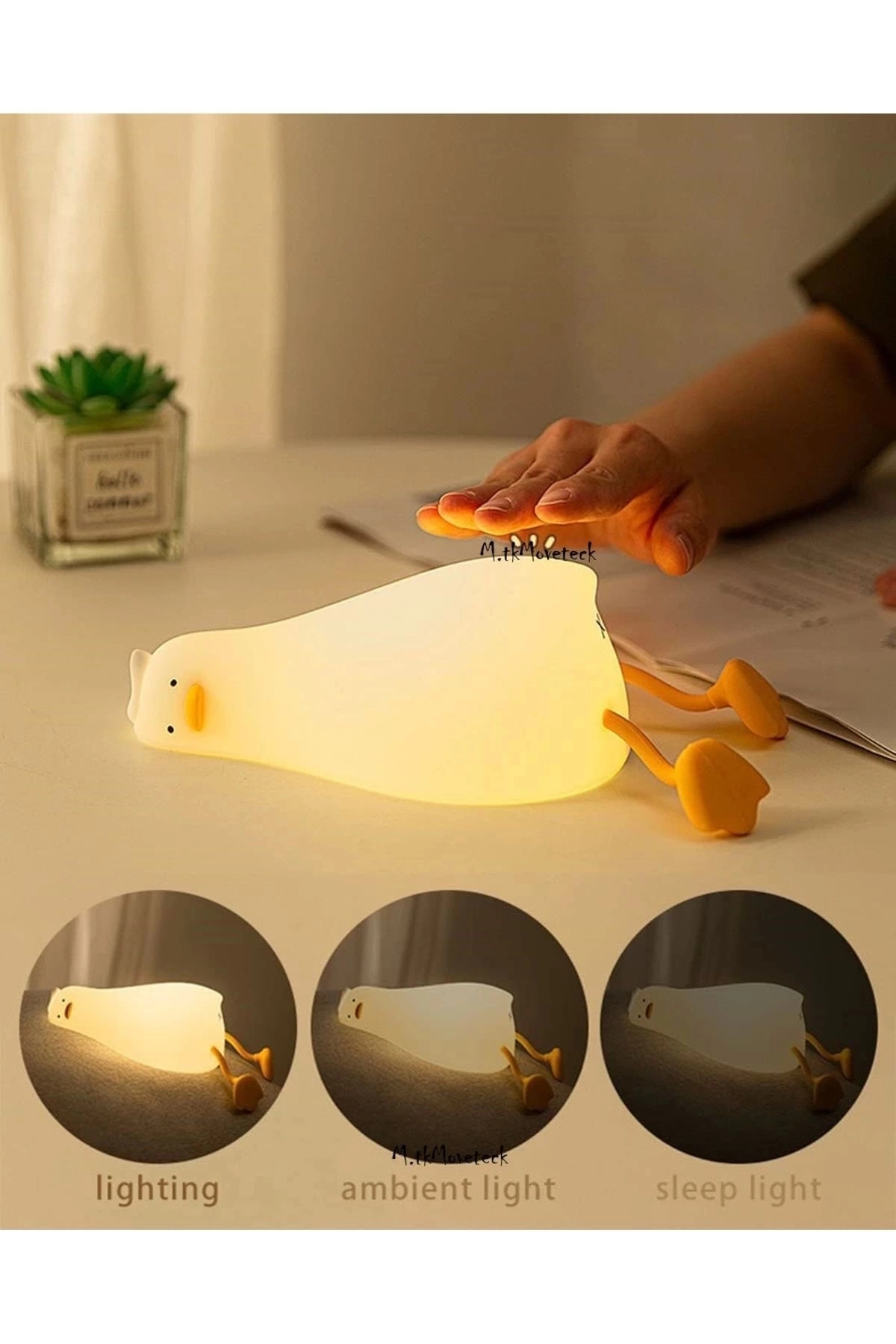 m.tk moveteck Çocuk Bebek Odası Gece Lambası Led Rgb Işıklı Sevimli Figürlü Renk Değiştiren Dokunmatik Silikon Pet fotoğrafı 2 (önizleme)