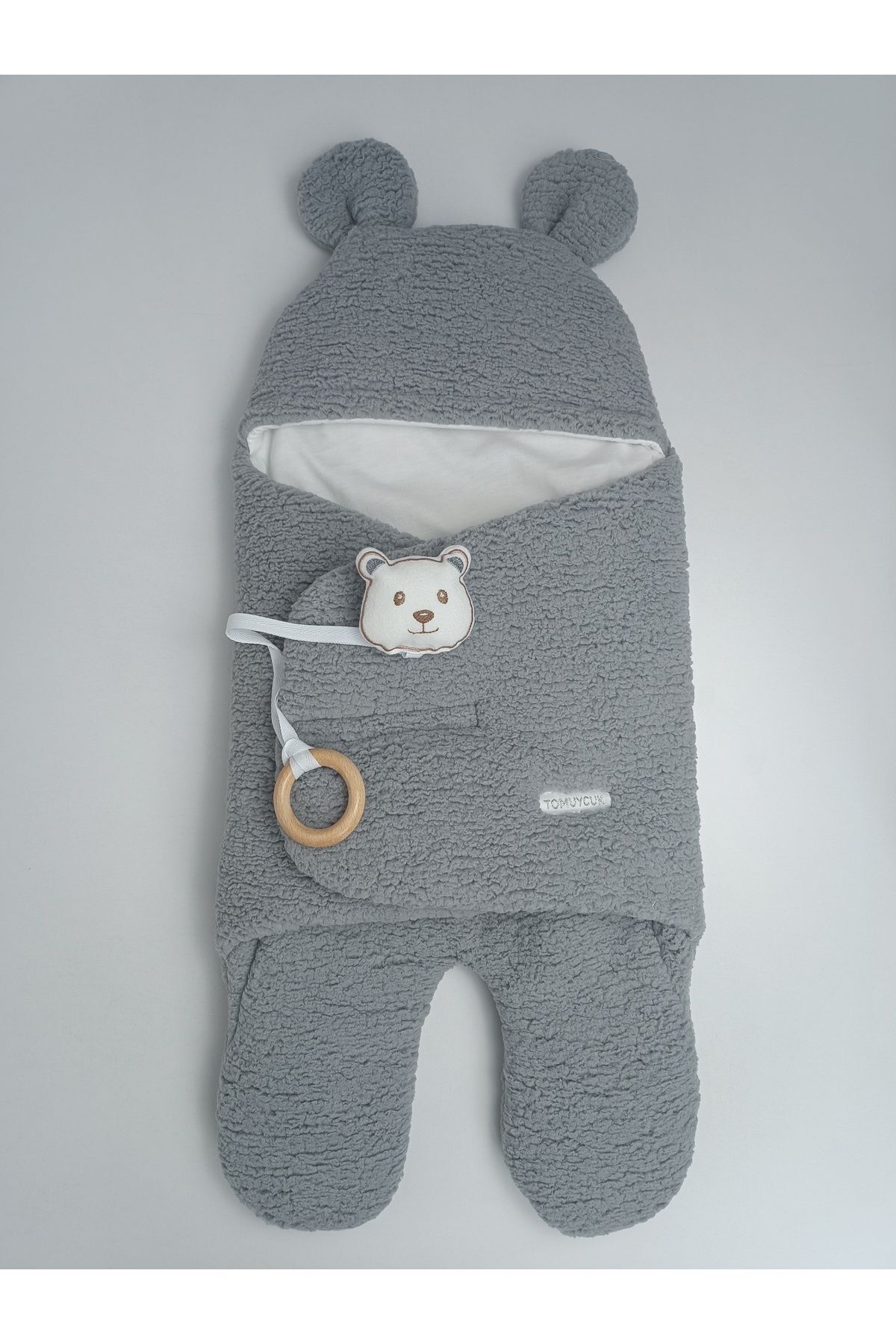 Tomuycuk Welsoft Pelüş Bebek Kundak Battaniyesi Ayaklı Uyku Tulumu | Kışlık Kalın Mont | 0-12 Ay Yenidoğan fotoğrafı 5 (önizleme)