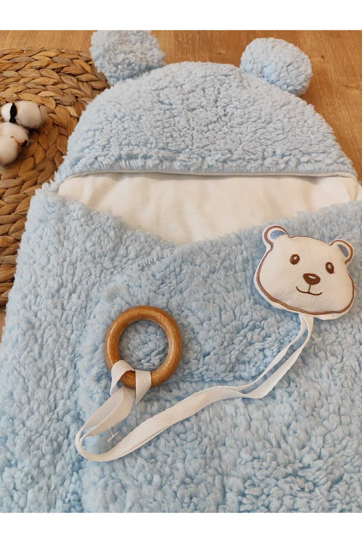 Tomuycuk Welsoft Pelüş Bebek Kundak Battaniyesi Ayaklı Uyku Tulumu | Kışlık Kalın Mont | 0-12 Ay Yenidoğan fotoğrafı 7 (önizleme)