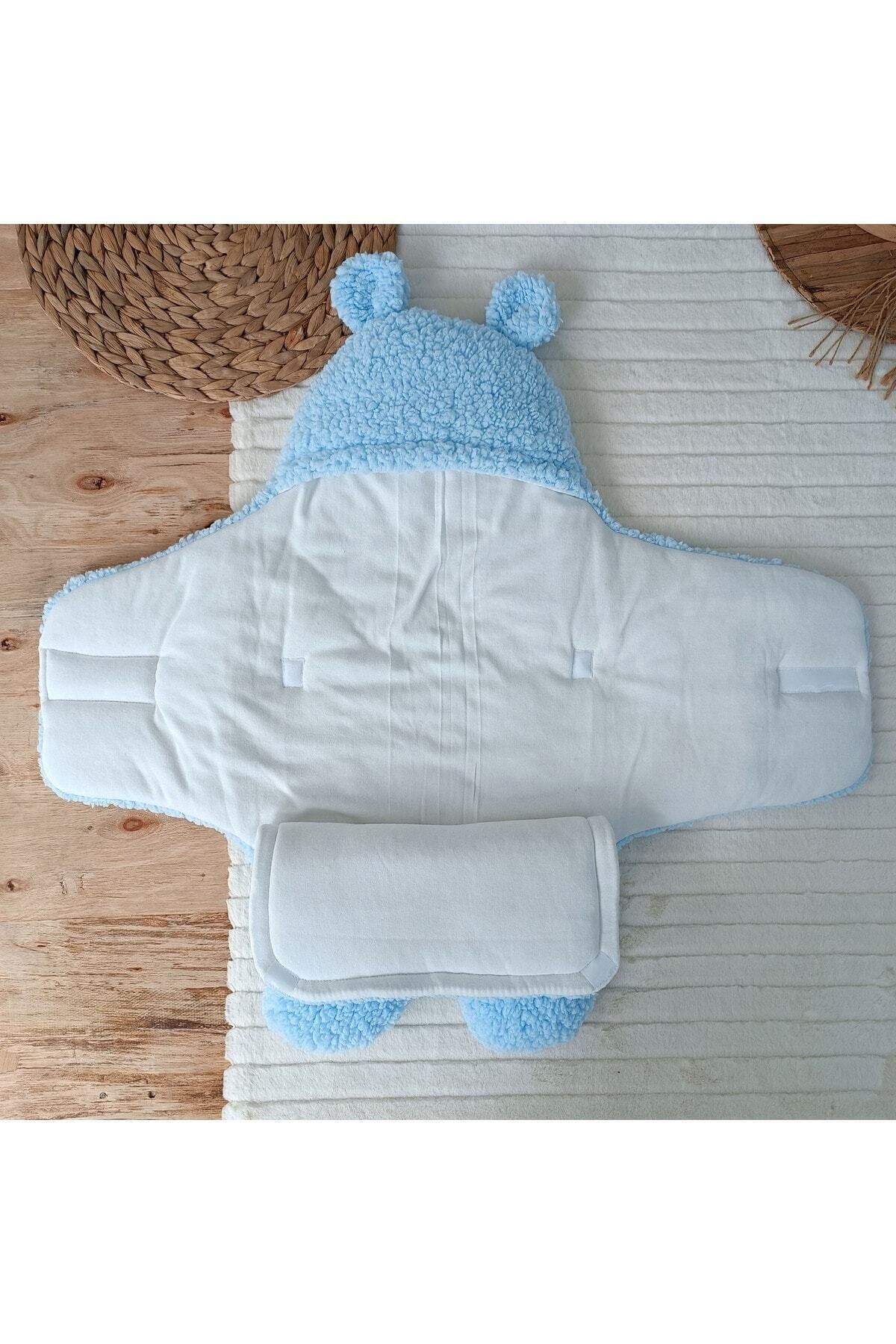 Tomuycuk Welsoft Pelüş Bebek Kundak Battaniyesi Ayaklı Uyku Tulumu | Kışlık Kalın Mont | 0-12 Ay Yenidoğan fotoğrafı 6 (önizleme)