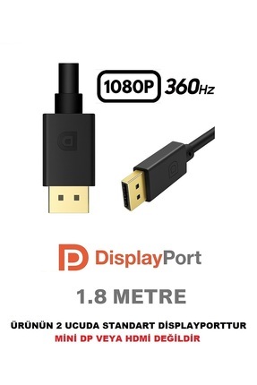 Fiyaka Displayport Dp Kablo 1080p@360hz, 2k@240hz, 4k@60hz Gaming \ Sinema