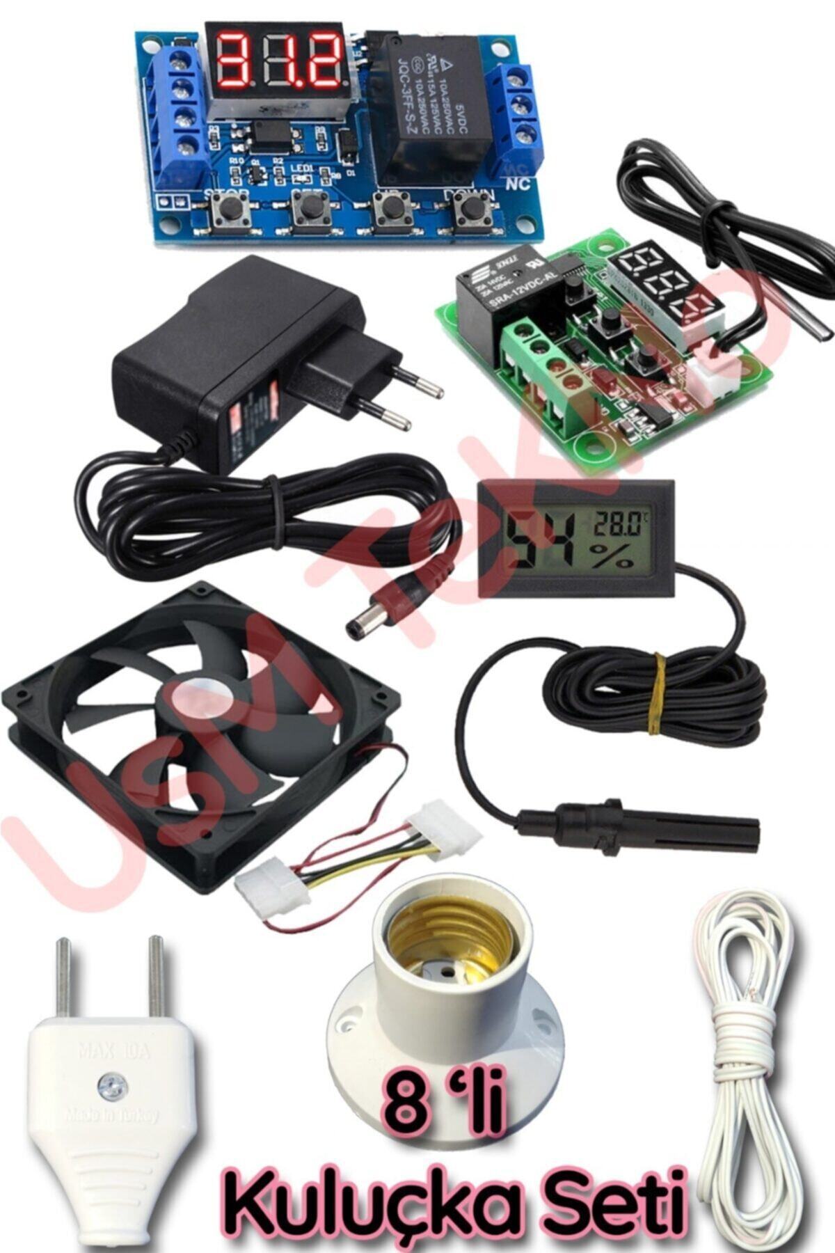 usmtekno 8 Li Set Kuluçka Makinesi Termostadı,zaman Modülü ,kuluçka Fanı, Kuluçka Nem Ölçer, Adaptör
