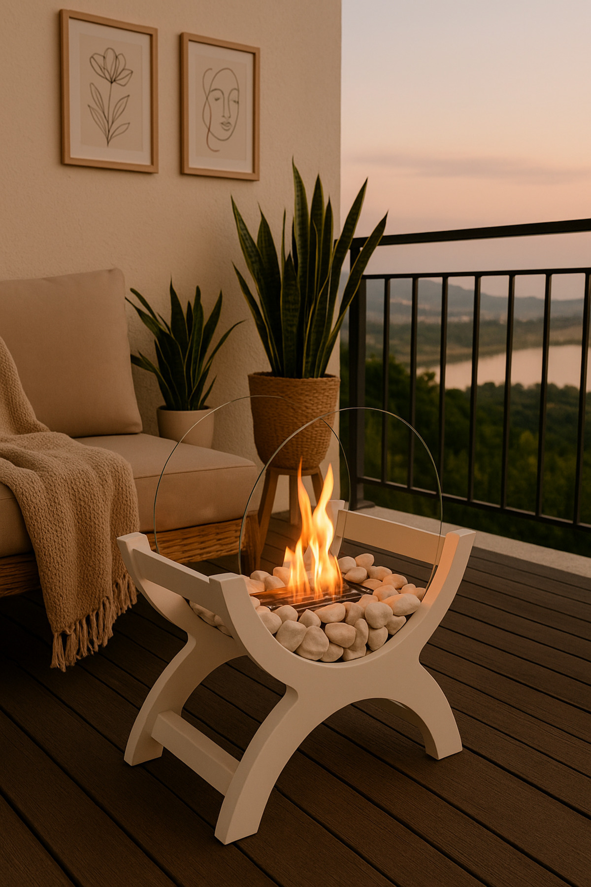 woodenatelier White Fire - Bioethanol Şömine - Masaüstü Şömine-portatif Şömine - Masa Üstü Şömine- Şömine