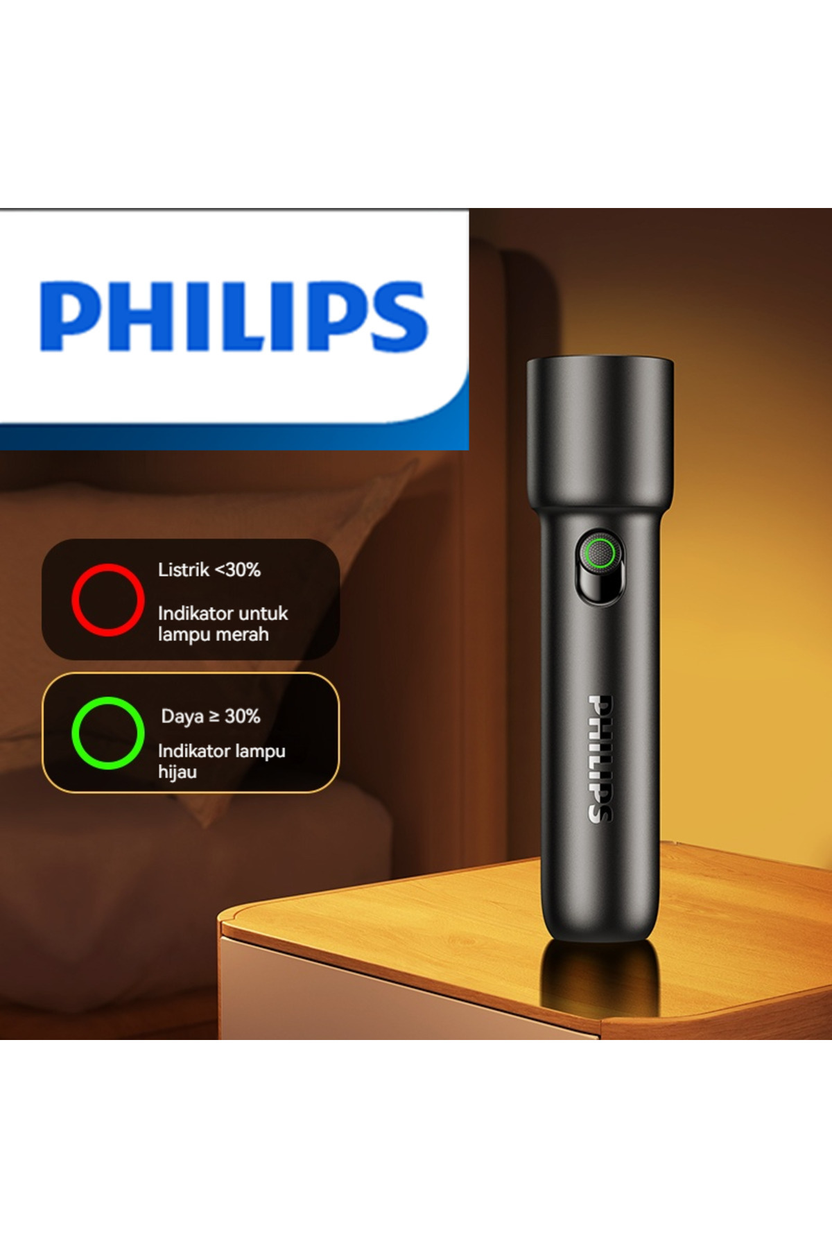 Philips 18650 Fixed Focus black S Black 2024 New EDC Portable Flashlight Rech...