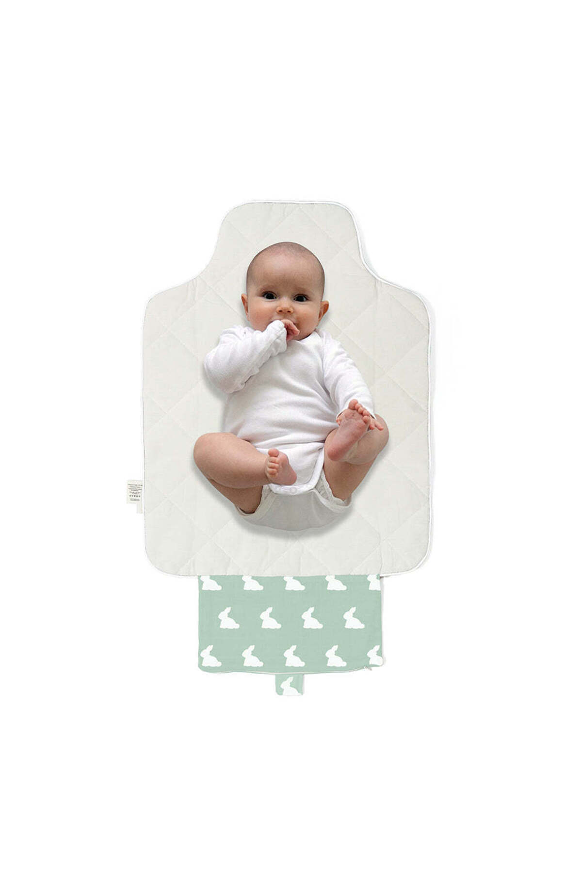 Deux Lapins %100 Pamuk Çantalı Pratik Katlanabilir Alt Değiştirme Matı - Mono Lapin Matcha Green fotoğrafı 4 (önizleme)