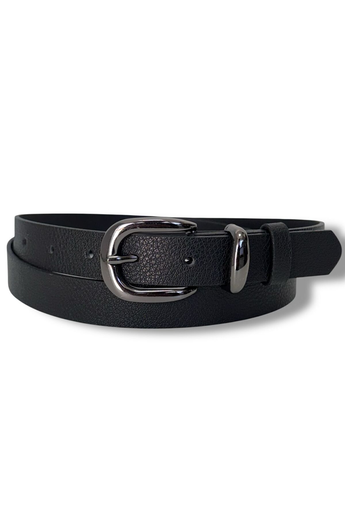 Gesa  Erkek Suni Deri Nikel Tokalı Ince Old Money Siyah Kemer 2.5 Cm - Görsel 4