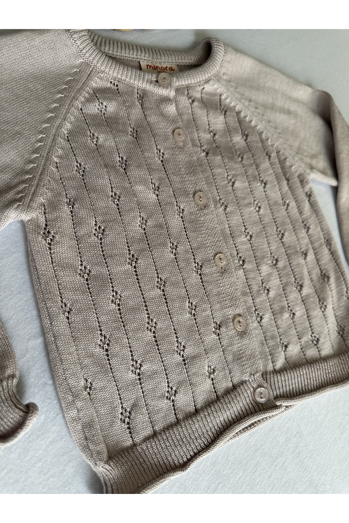 Minora Kız Bebek/Çocuk Ajur Hırka - Pudra fotoğrafı 3 (önizleme)