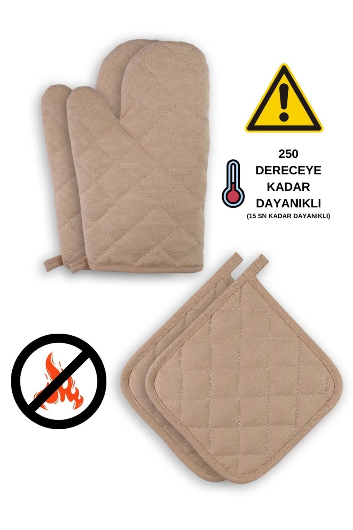 sevilya Yanmaz Ve Isıya Dayanıklı Fırın Eldiveni Ve Tutacak (2 ELDİVEN, 2 TUTACAK)