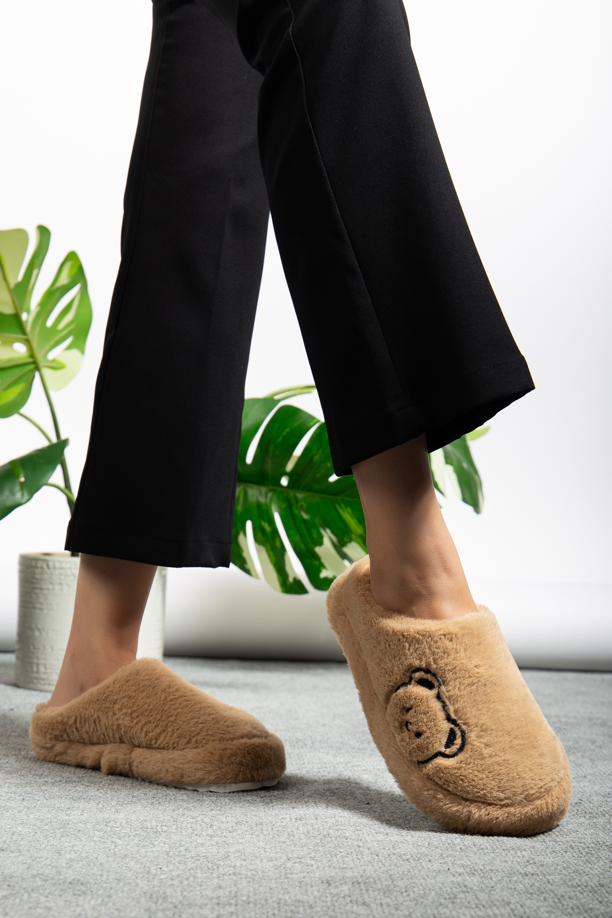 Jackers Unisex Sevimli Ayıcık Rahat Kapalı Kaymaz Yüksek Taban Ev Terliği görsel 3